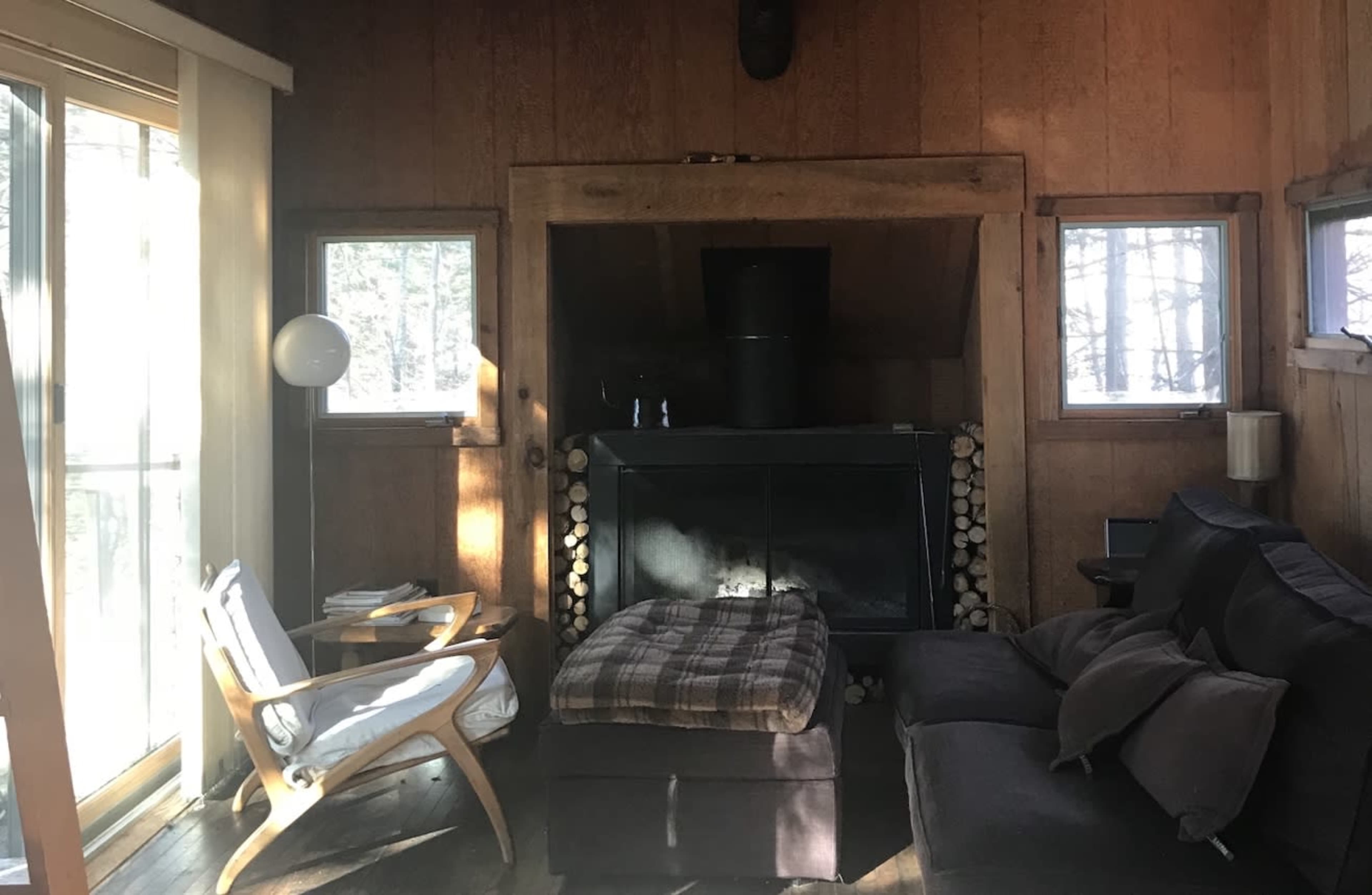 Secluded Vermont Mountain Chalet: Authentic 80s Wood-Frame Aesthetic In Great Location surrounded by trees Image in Windham, Windham, VT