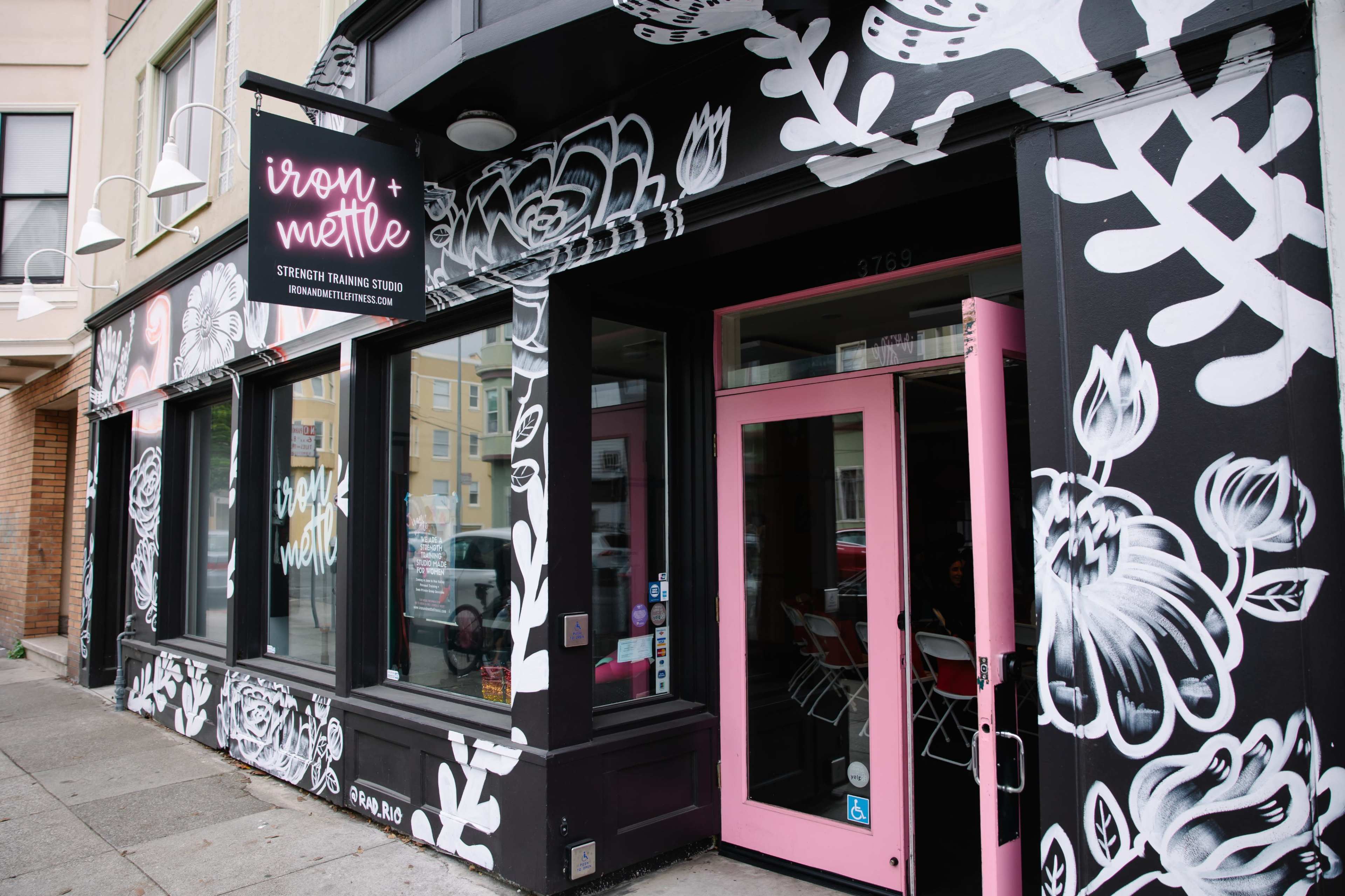 Noe Valley Bright Fitness Studio / gym with Floral Mural on 24th street Image in Dolores Heights, san francisco, CA