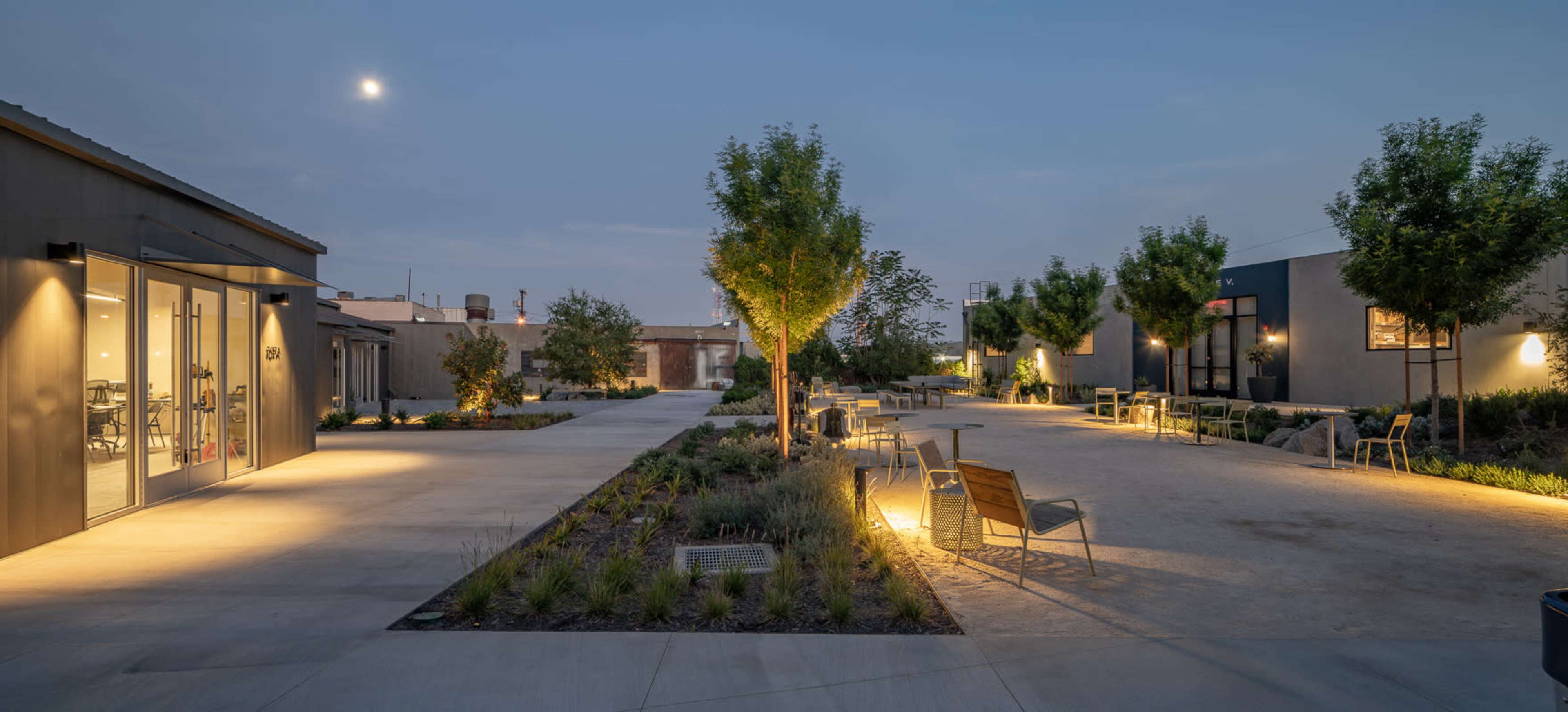 Open-air Courtyard with Modern Industrial Landscaping Image in Northeast Los Angeles, Los Angeles, CA
