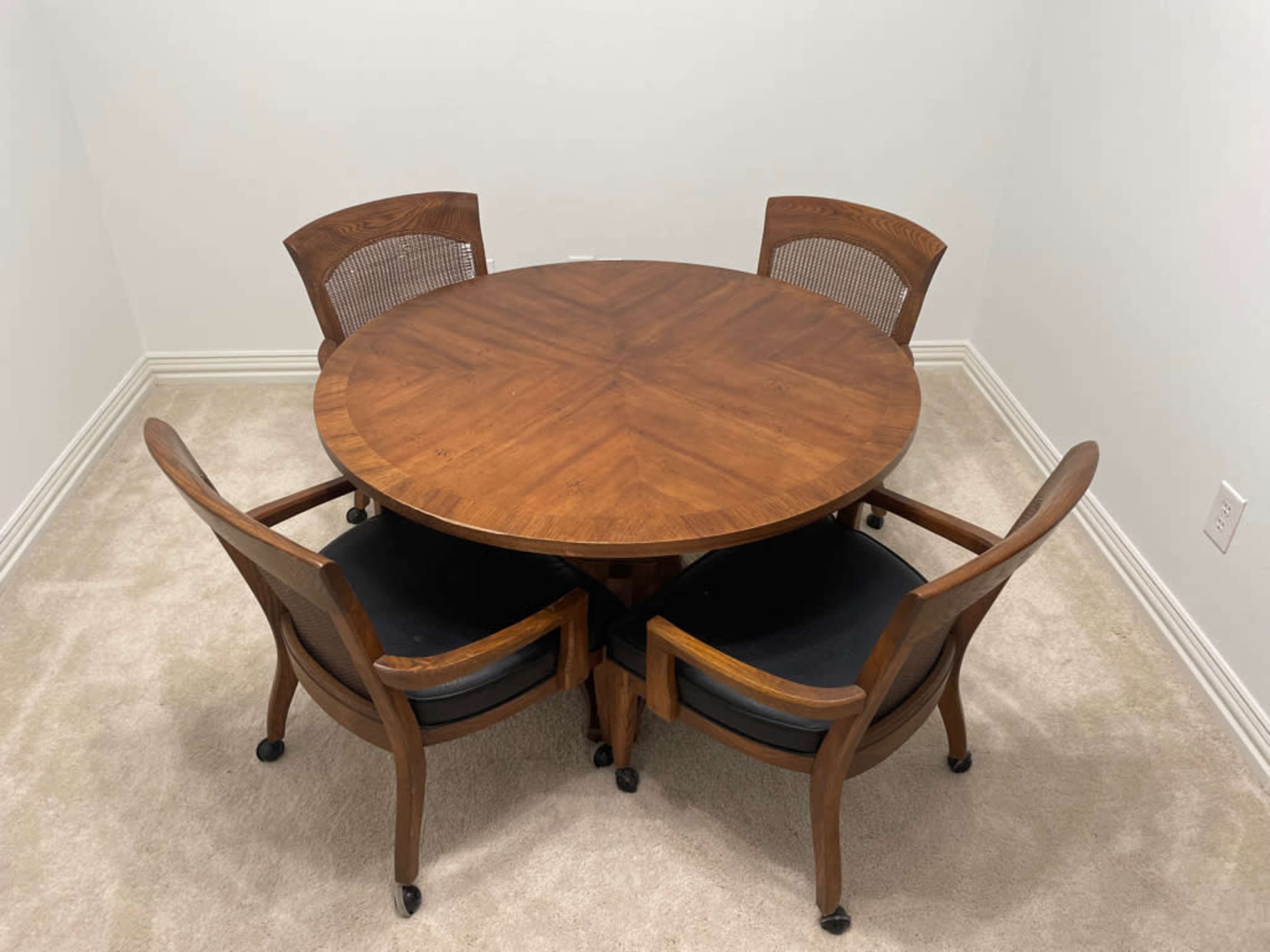 Add a beautiful wooden round table (chairs not included)