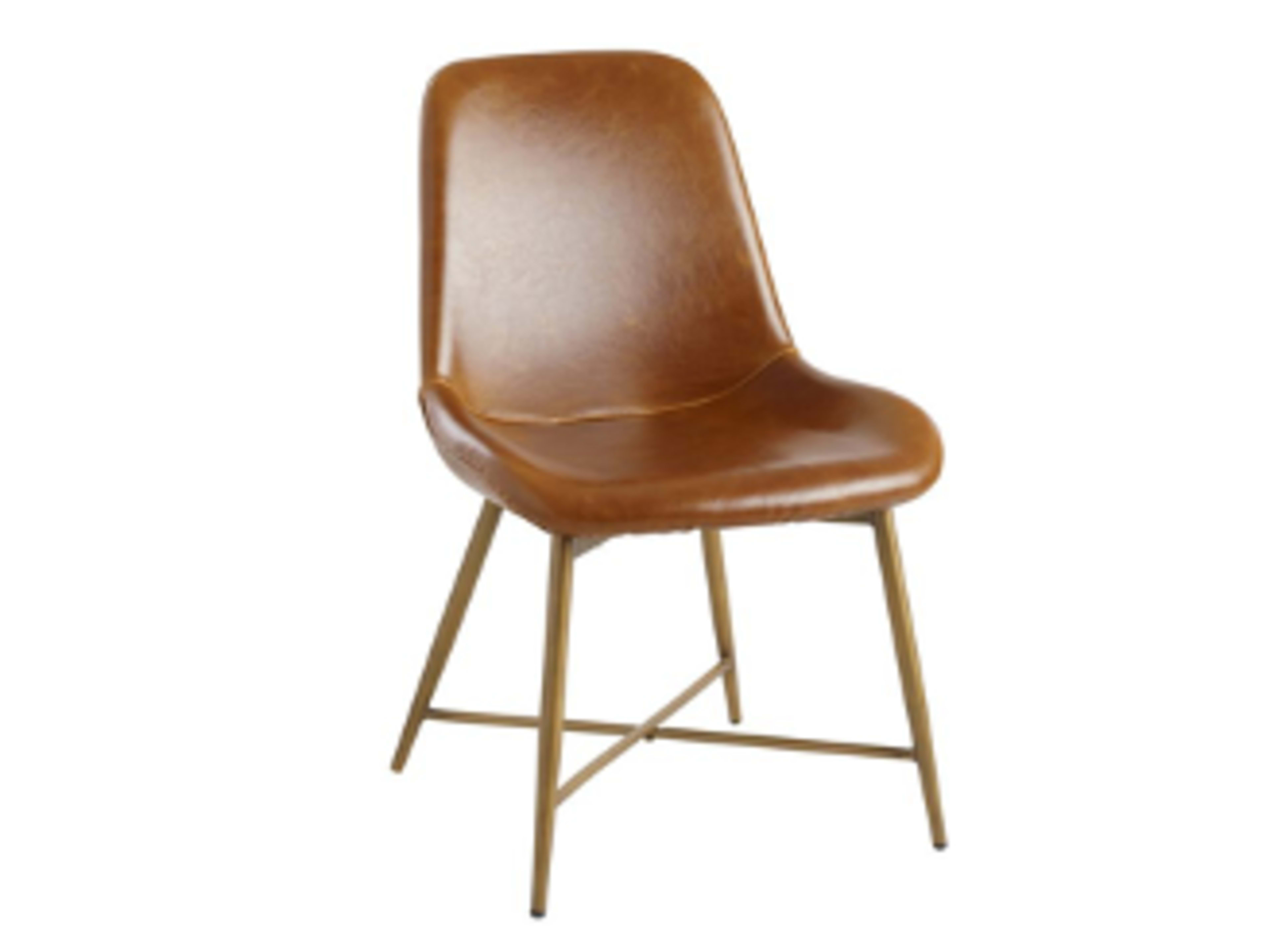 2 Camel Leather Dining Chairs