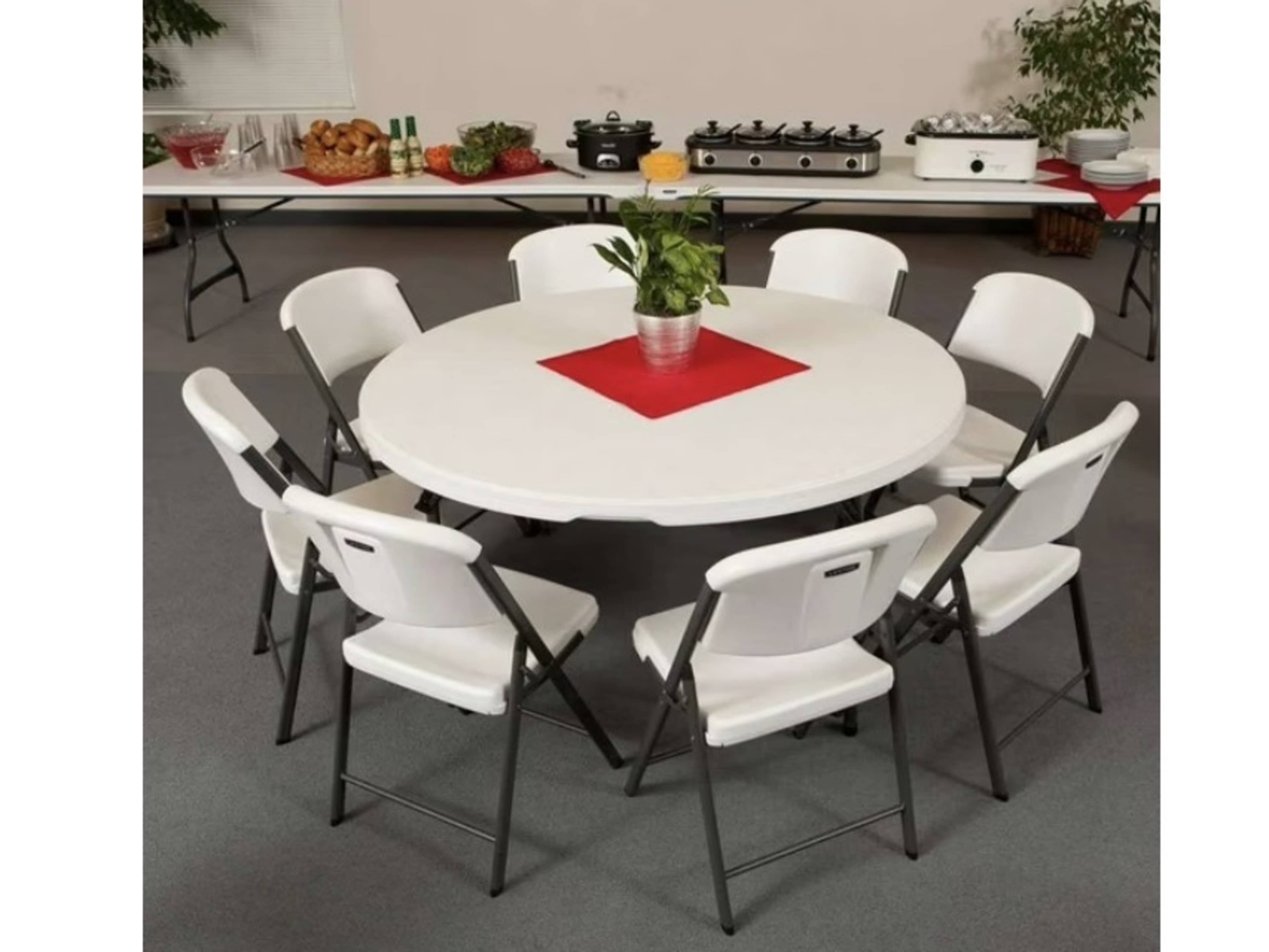 60” Round Table With Black Linen Cover