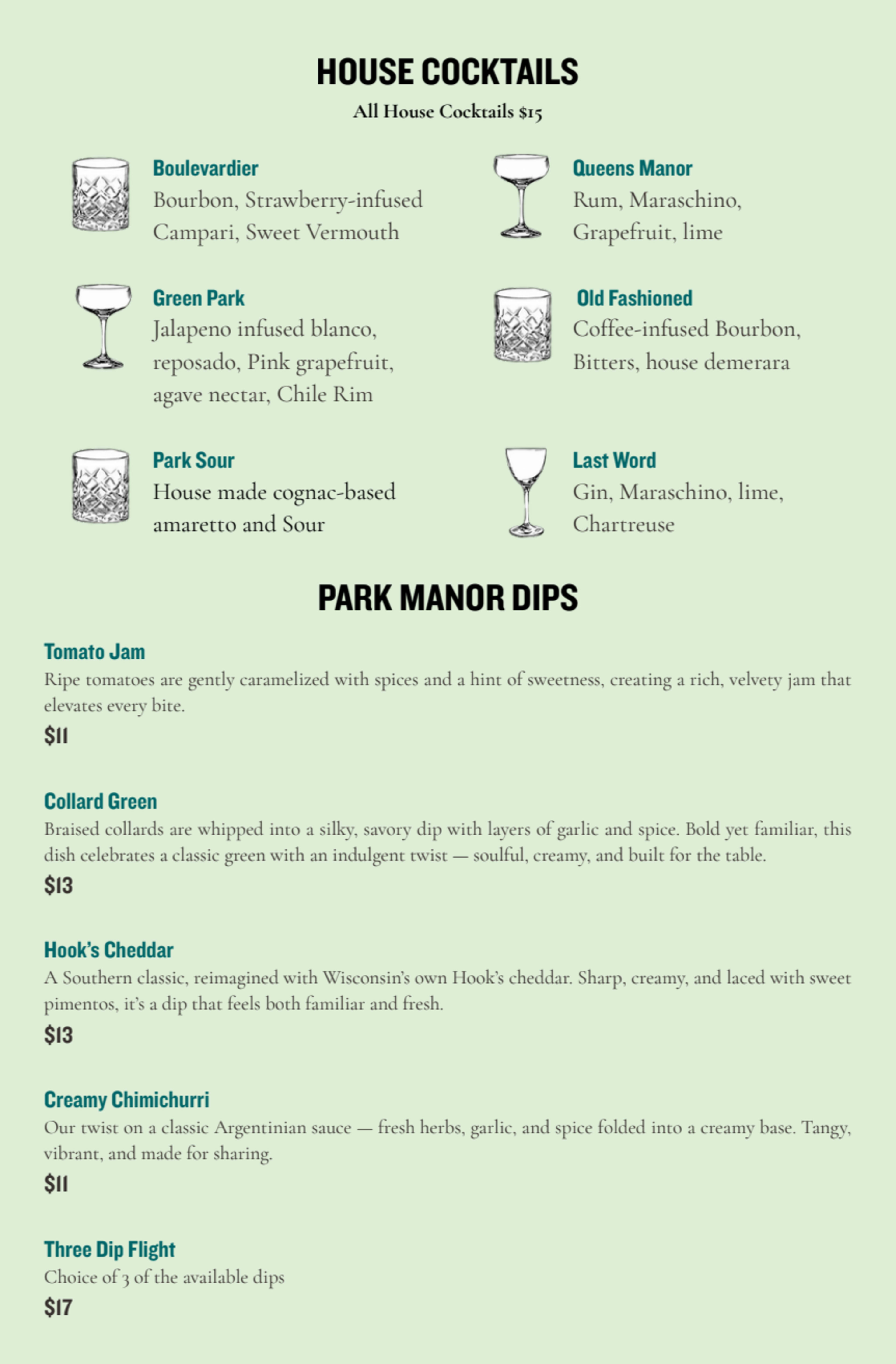 Menu offerings