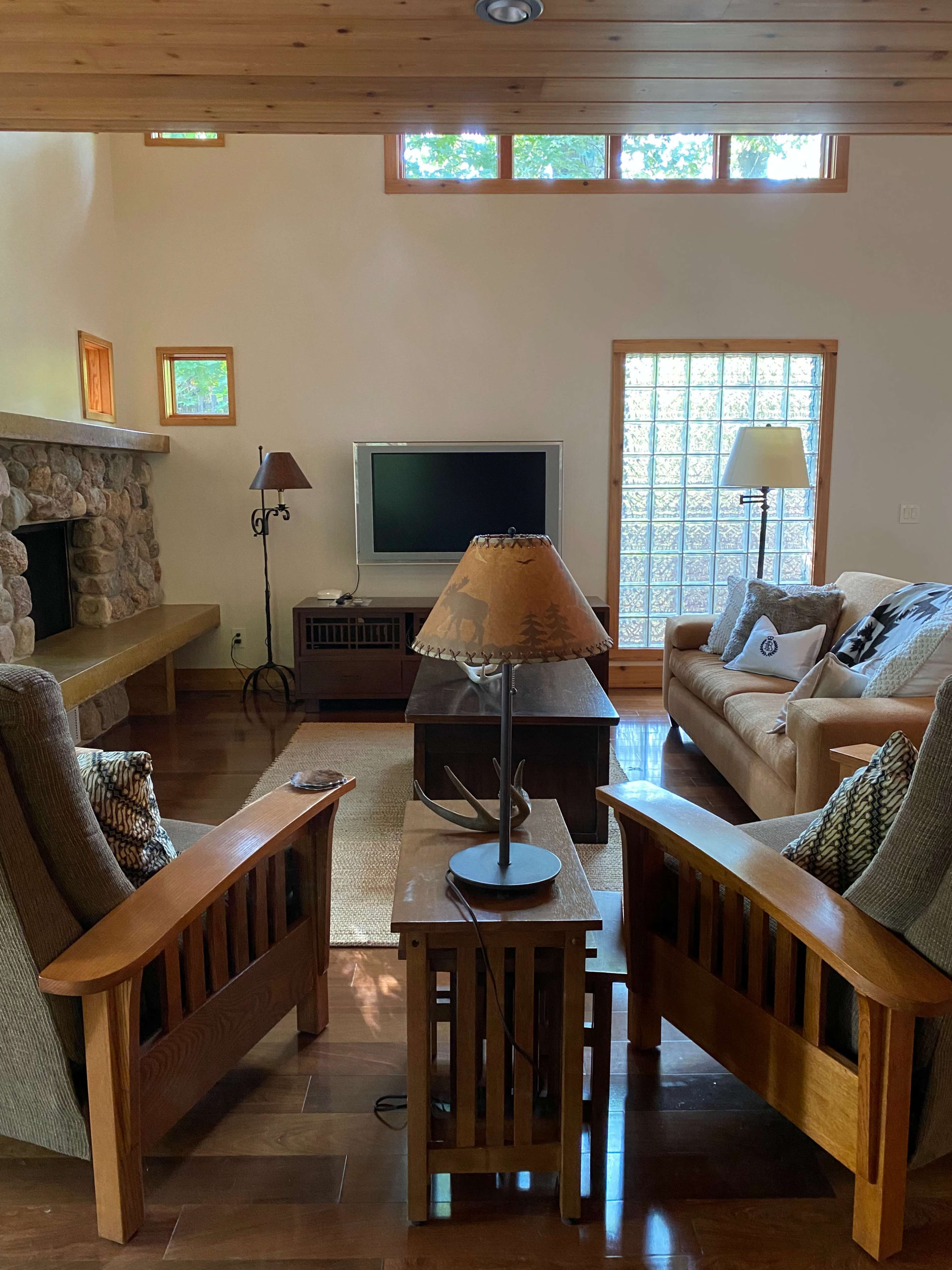 Nature Wooded Americana Lodge with Japanese Touches Image in Michigan Township, Michiana Shores, IN