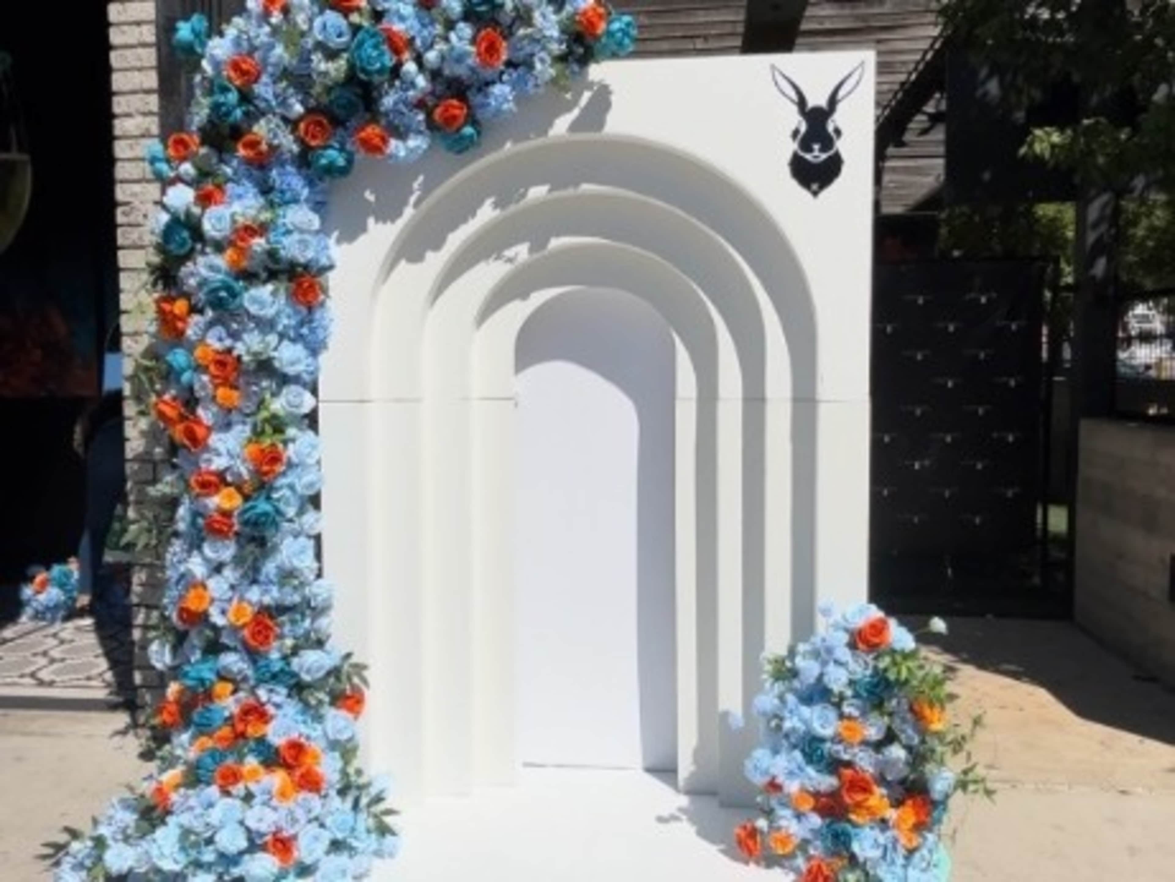 White Arch Backdrop w/ Florals
