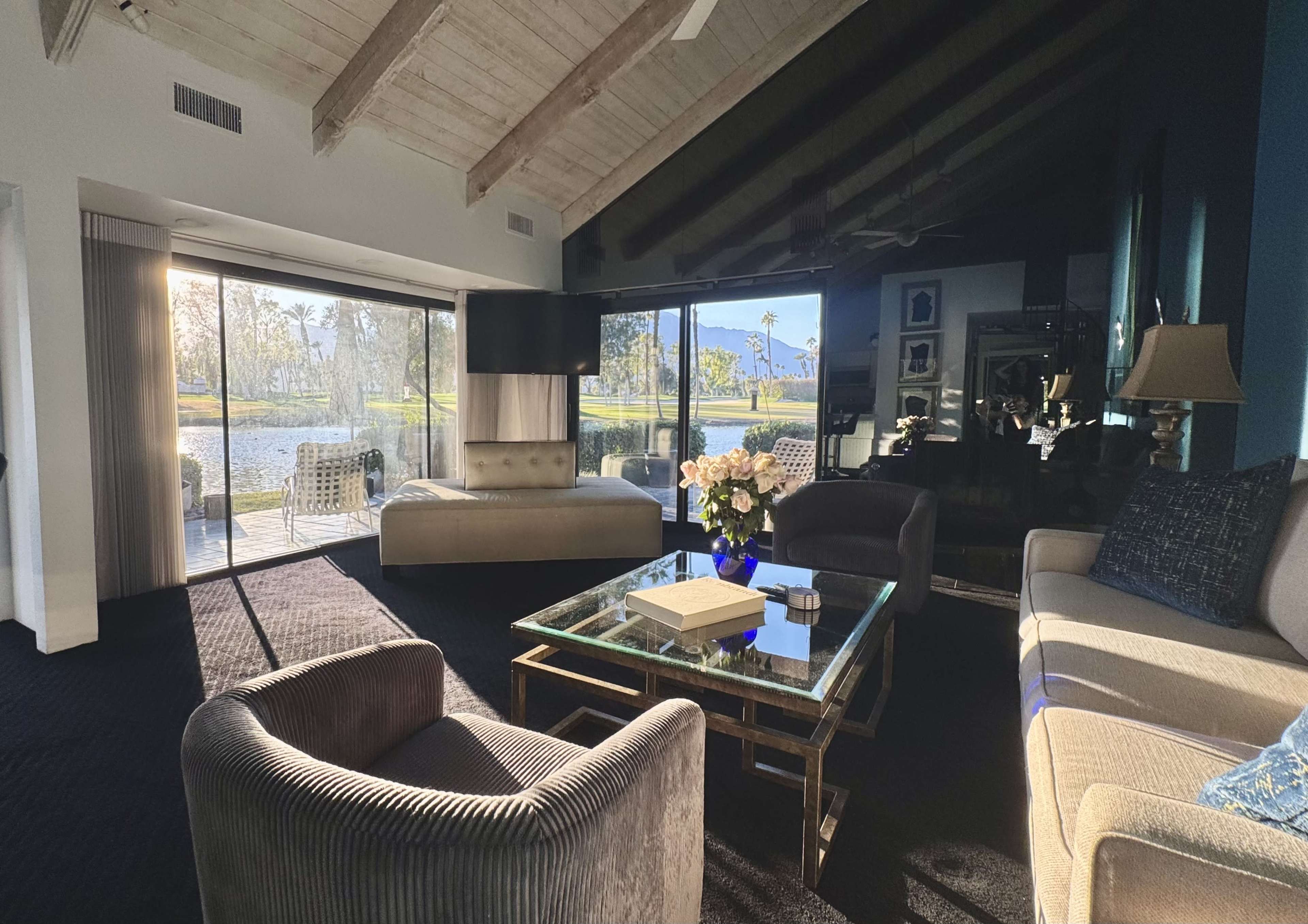 Iconic Golden Hour Glamour: Lakefront House, Mountain Views near Palm Springs Image in Rancho Mirage, Rancho Mirage, CA