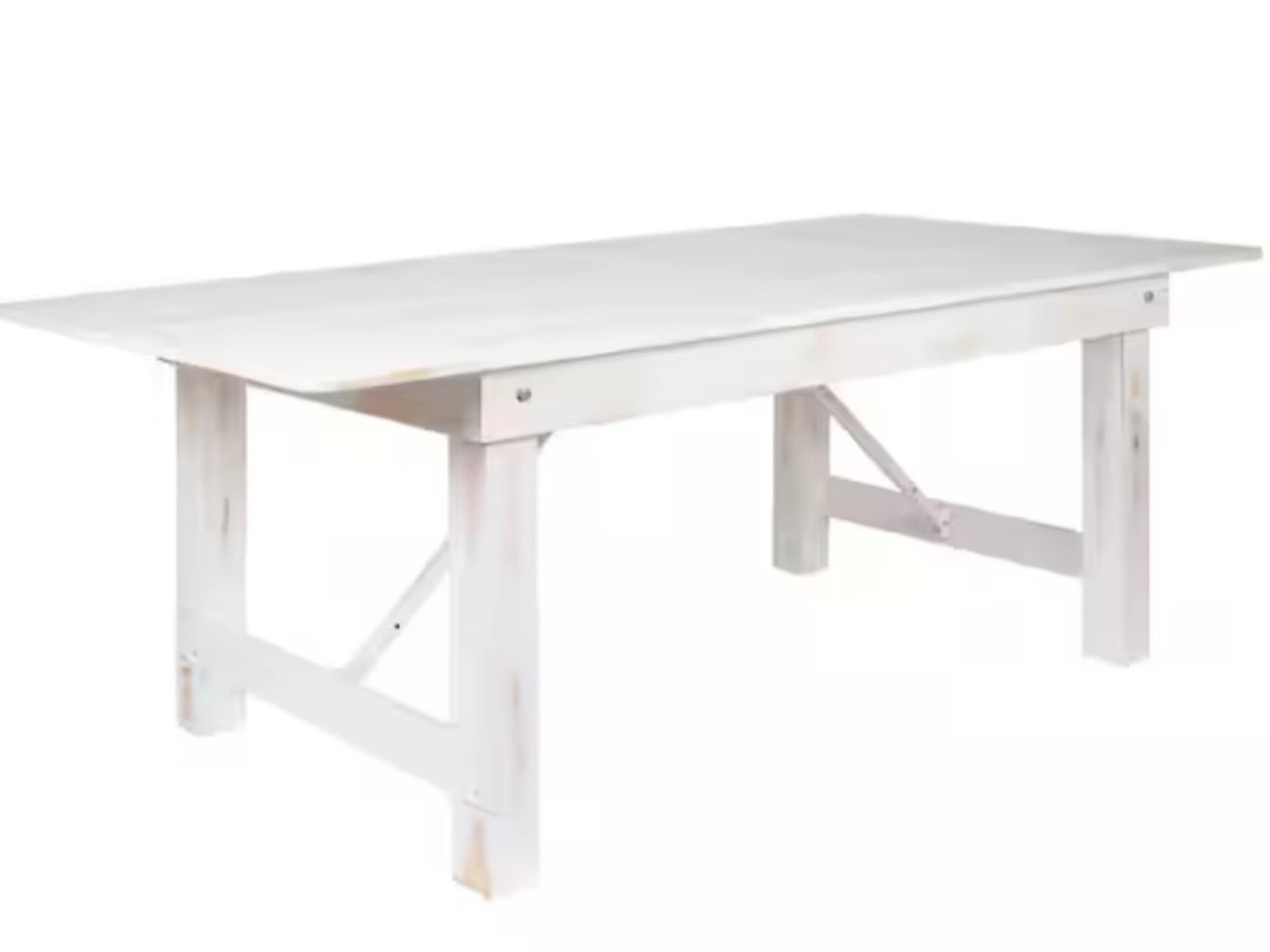 White rustic wood table 8 ft