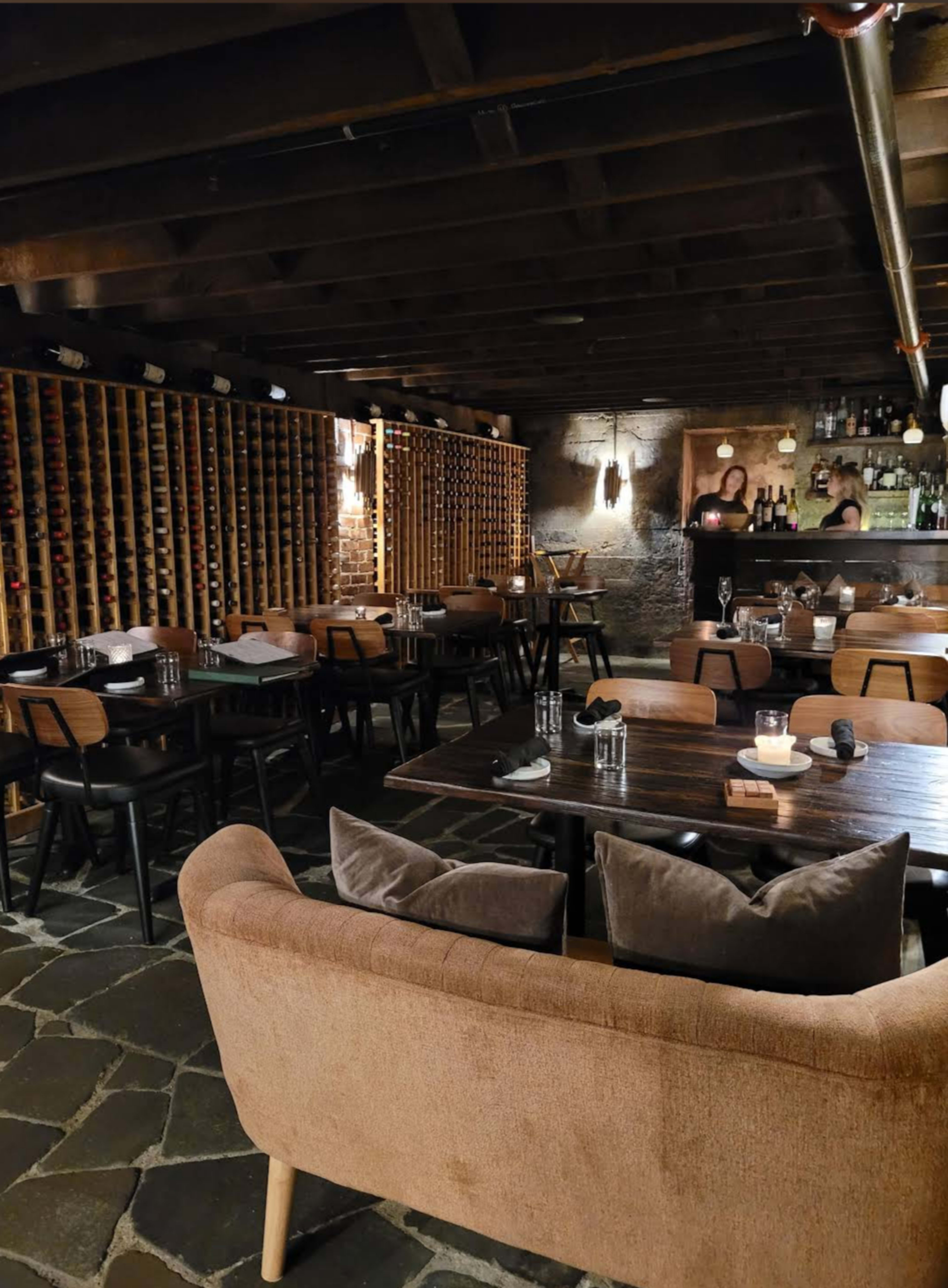 Heart of downtown Historic Abingdon, intimate totally private wine Cellar dining room/meeting space. Limestone walls, flagstone floors, 50" flat screen presentation HDMI. Image in Abingdon, Abingdon, VA