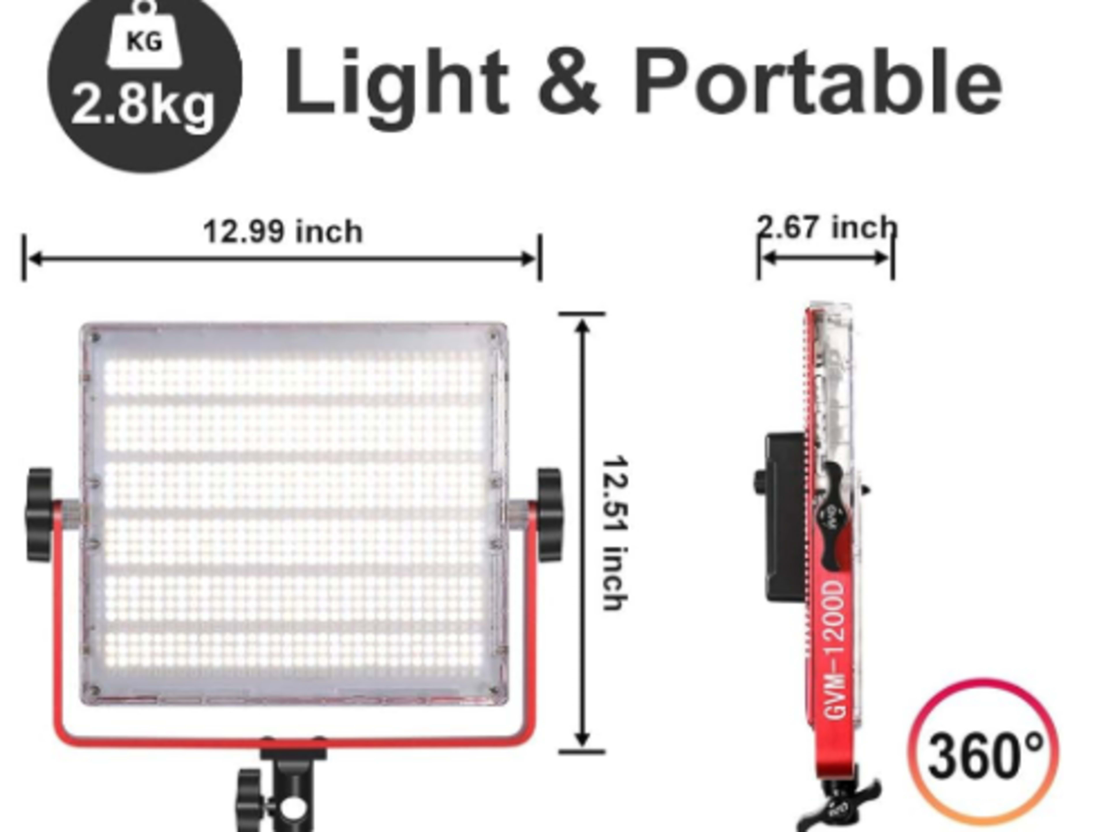 GVM 1200D RGB LED Video Light, 50W Video Lighting 