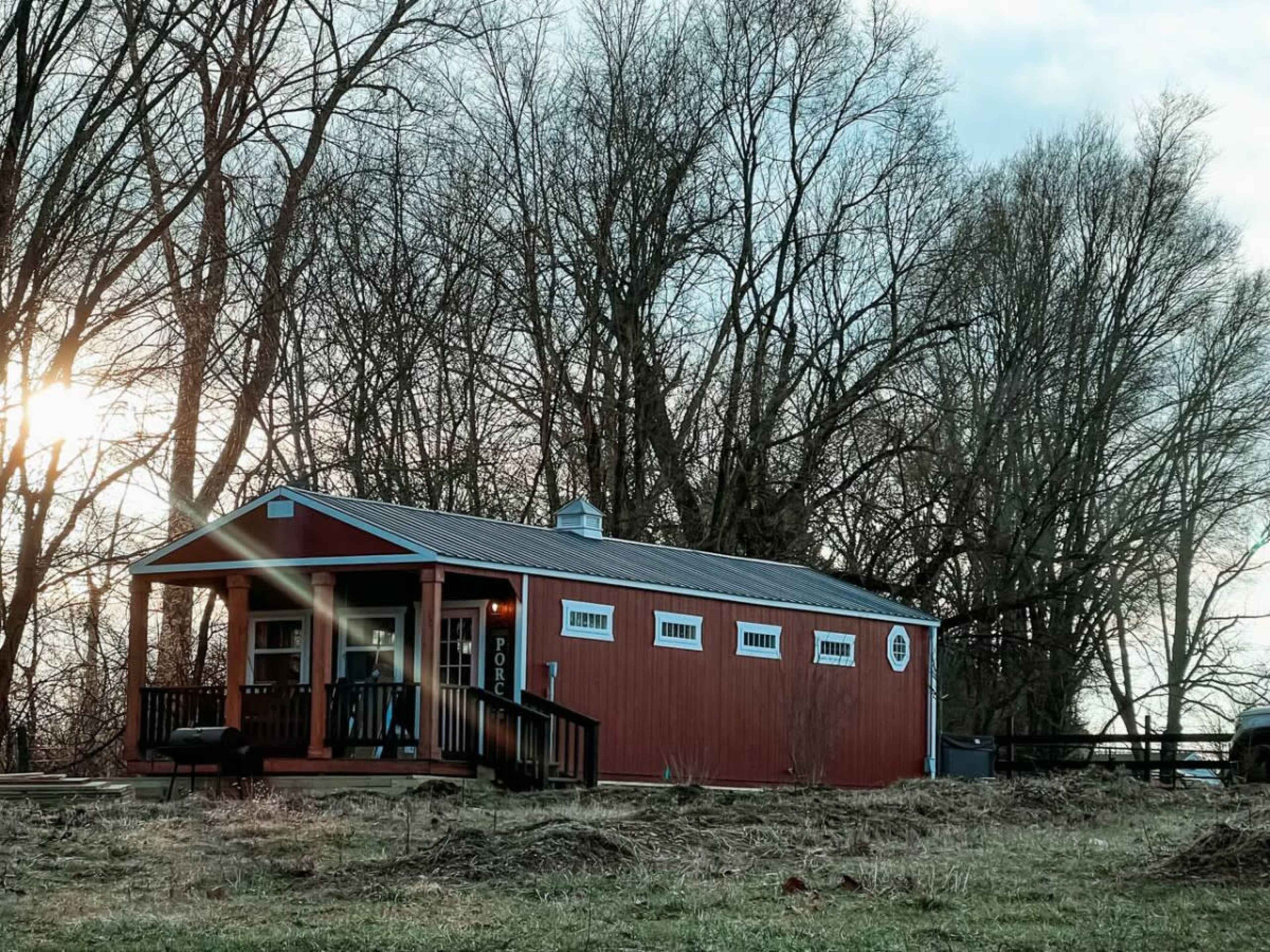 Ruby’s Red Cabin Hot Tub Nature Horses Indy Image in Decatur, Indianapolis, IN