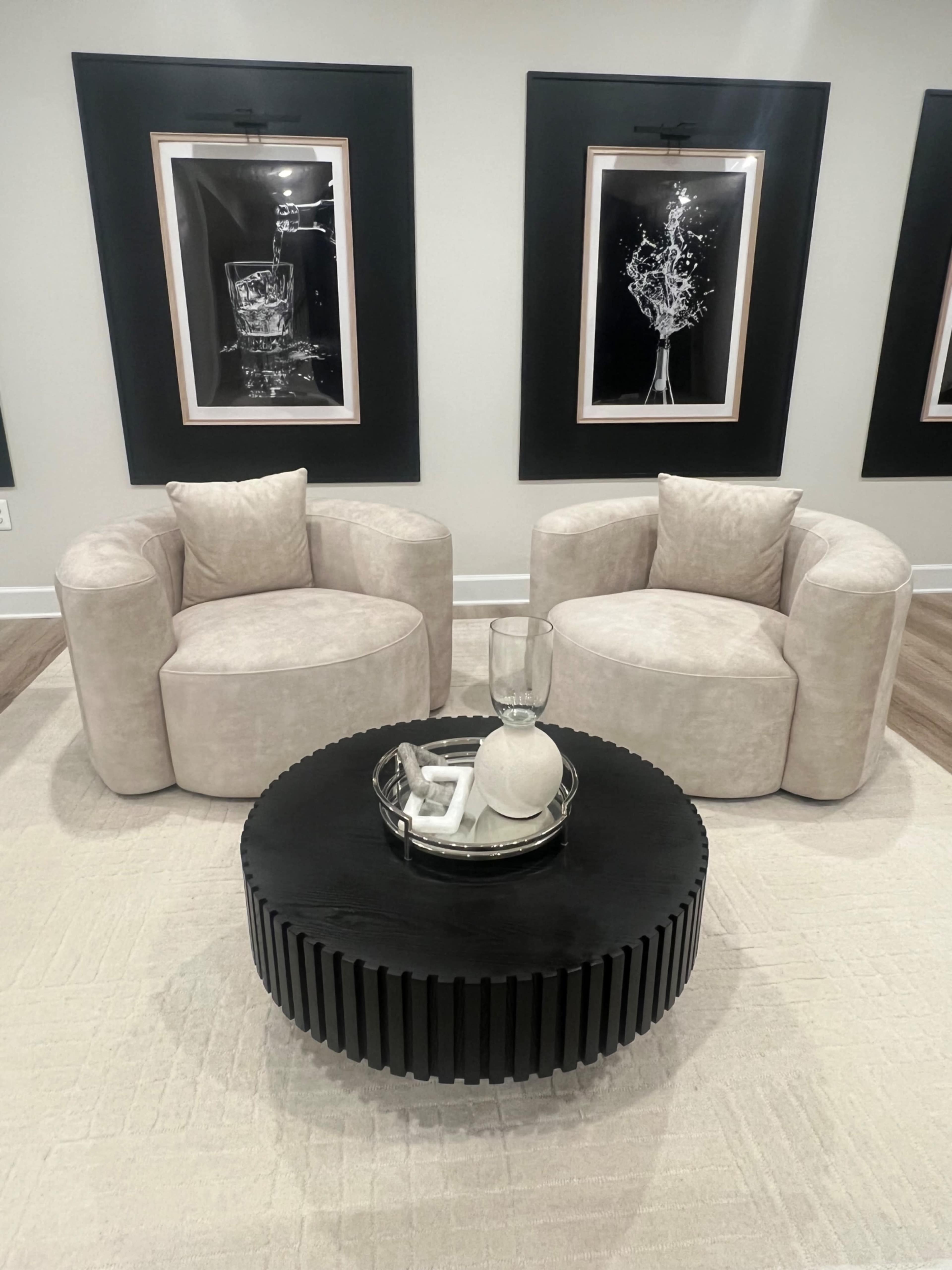 Modern Luxury Basement Lounge with Sleek Wine Room Image in Greater Upper Marlboro, Bowie, MD