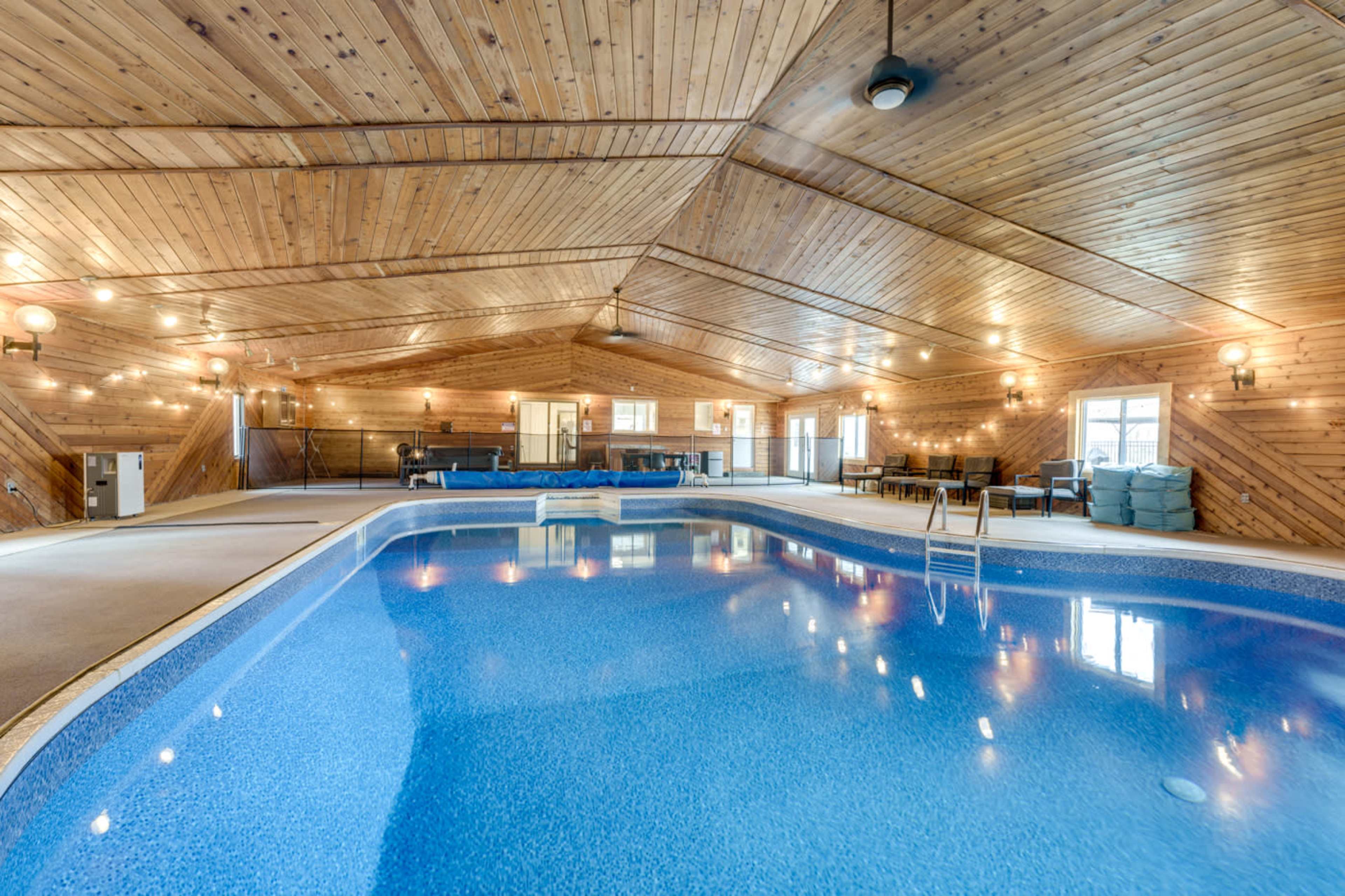 Epic Indoor Pool with Slide and Hot Tub Close to the Beach and Wine Country Image in Lake Township, Bridgman, MI