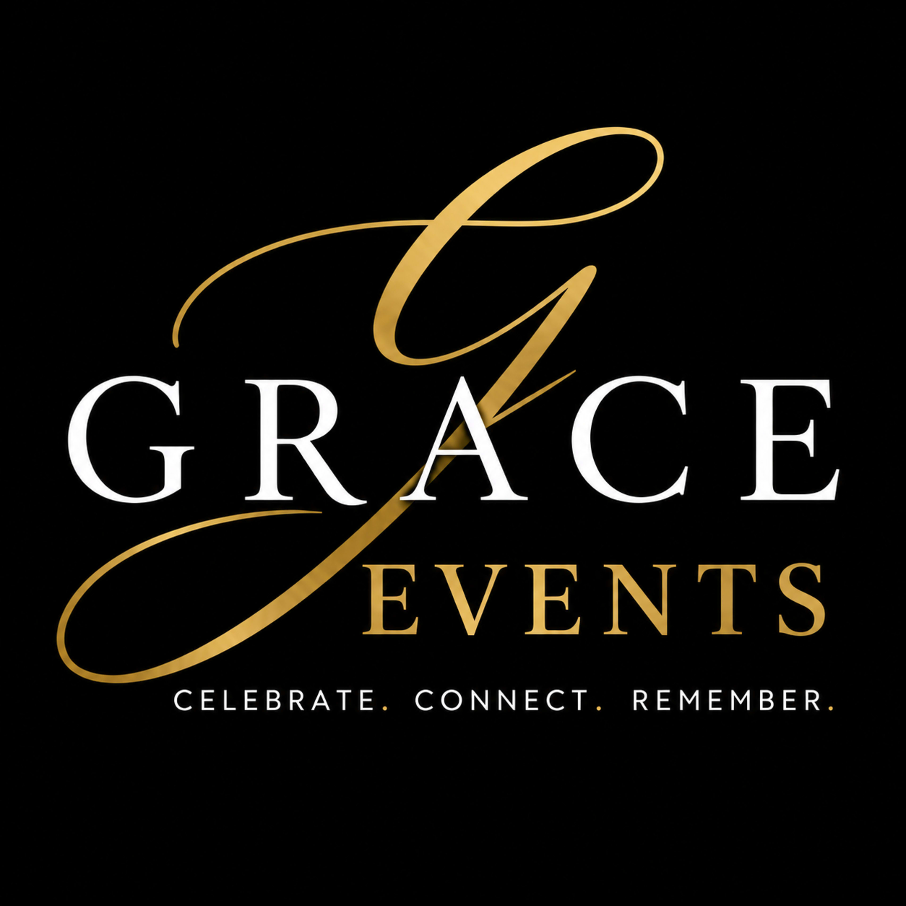 The image features the logo of "Grace Events," with elegant typography and a black background.