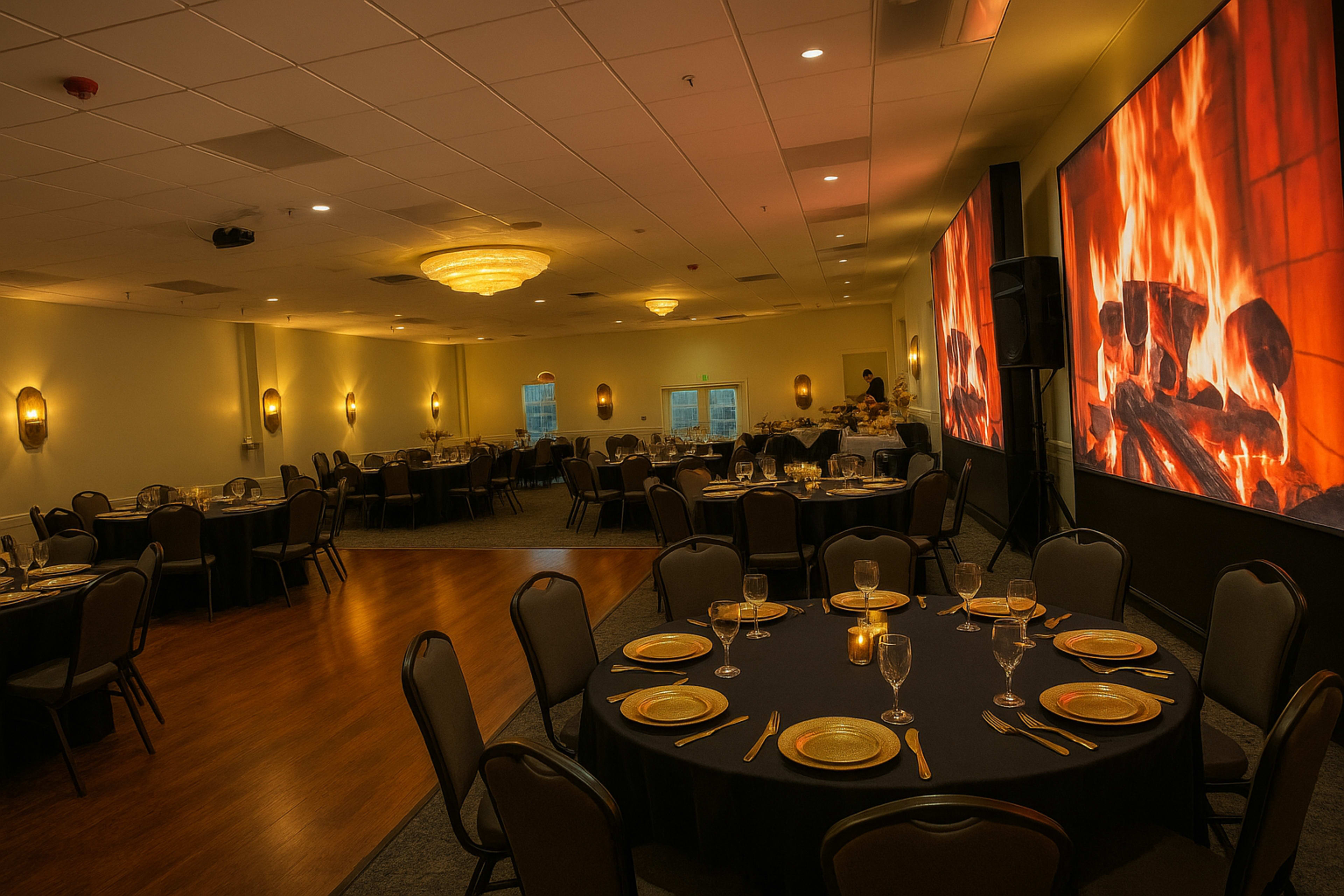 Elegant Aurora Ballroom with Sound System, Big Screen & Bar Host. Image in City Center North, Aurora, CO