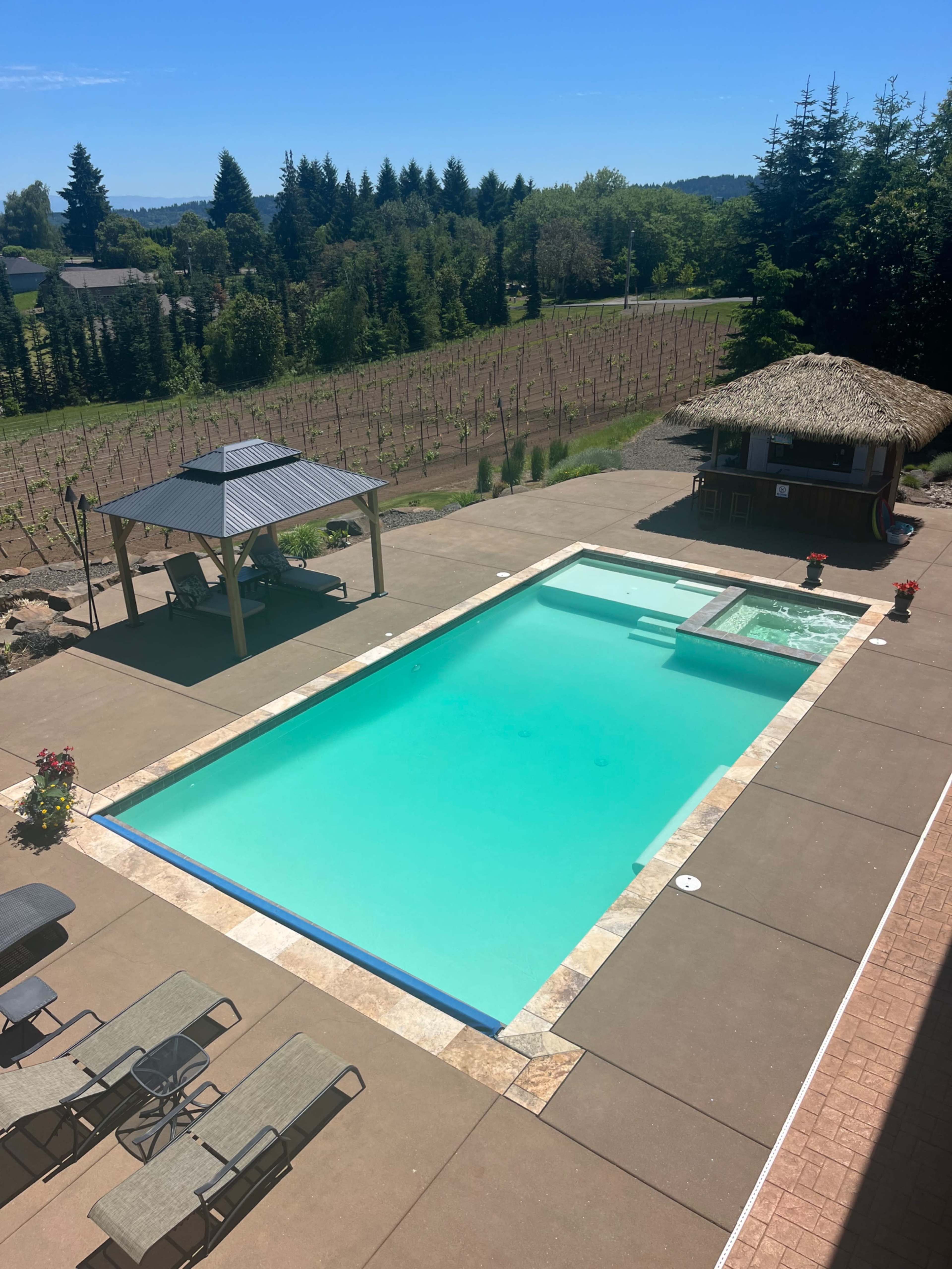 Private pool, hot tub and vineyard in a rural setting Image in , Sherwood, OR