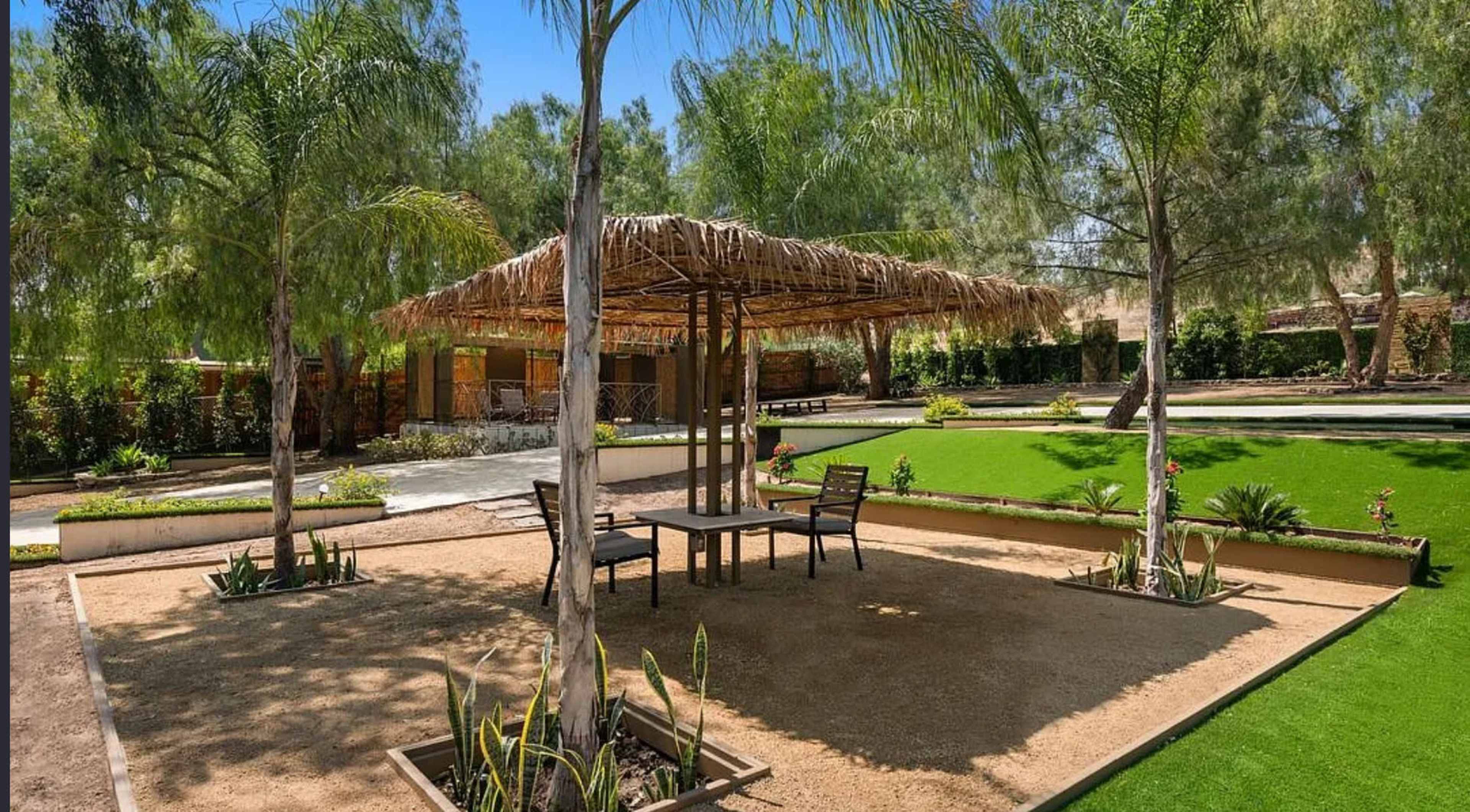 Resort style ranch with a pool, guest house, and main house, several pergolas, covered patio with the TV and surrounding sound system Image in Shadow Hills, shadow hills, CA