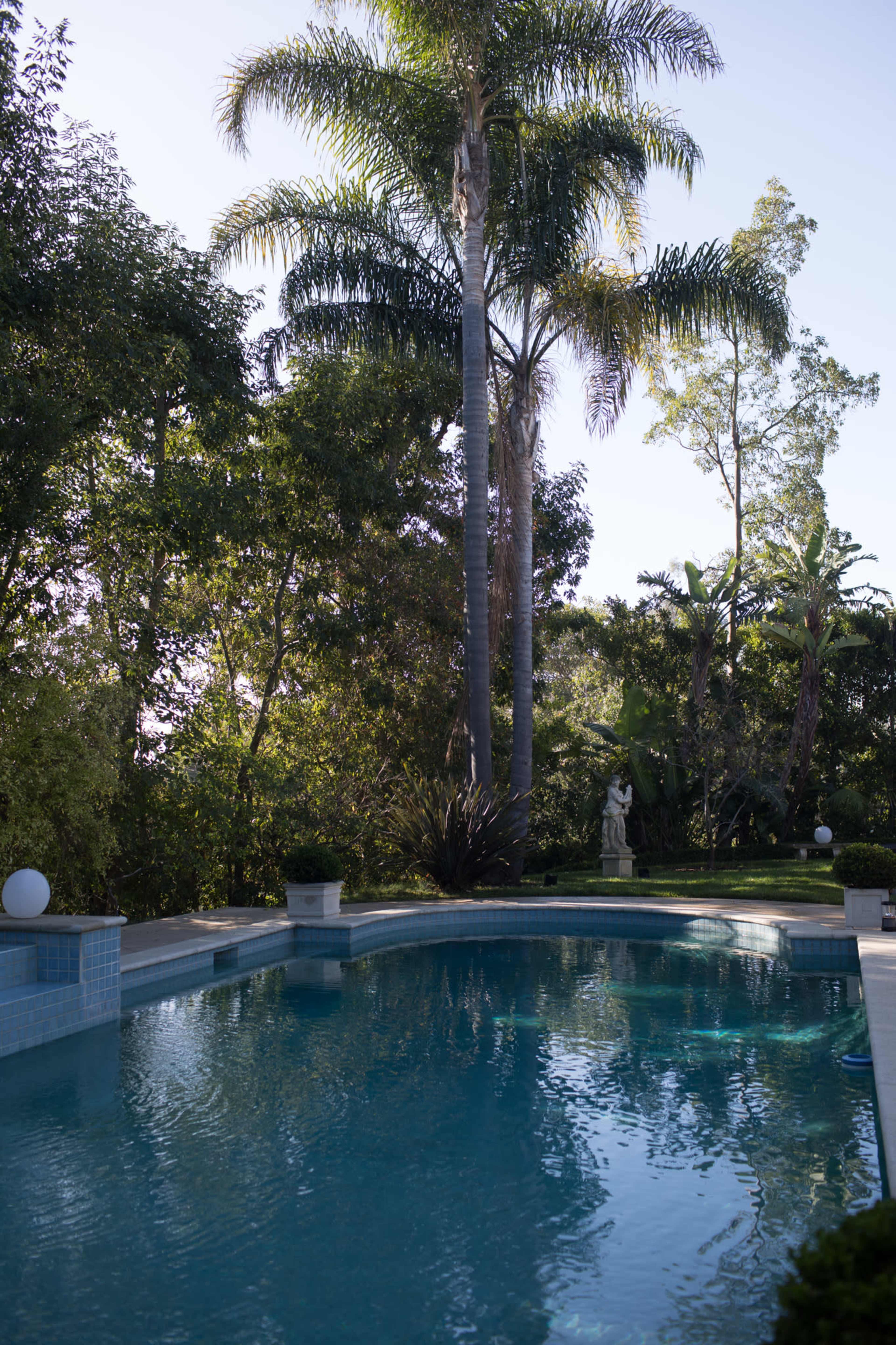 French Inspired Backyard Location in Brentwood Hills for Film & Photo Image in Brentwood, Los Angeles, CA
