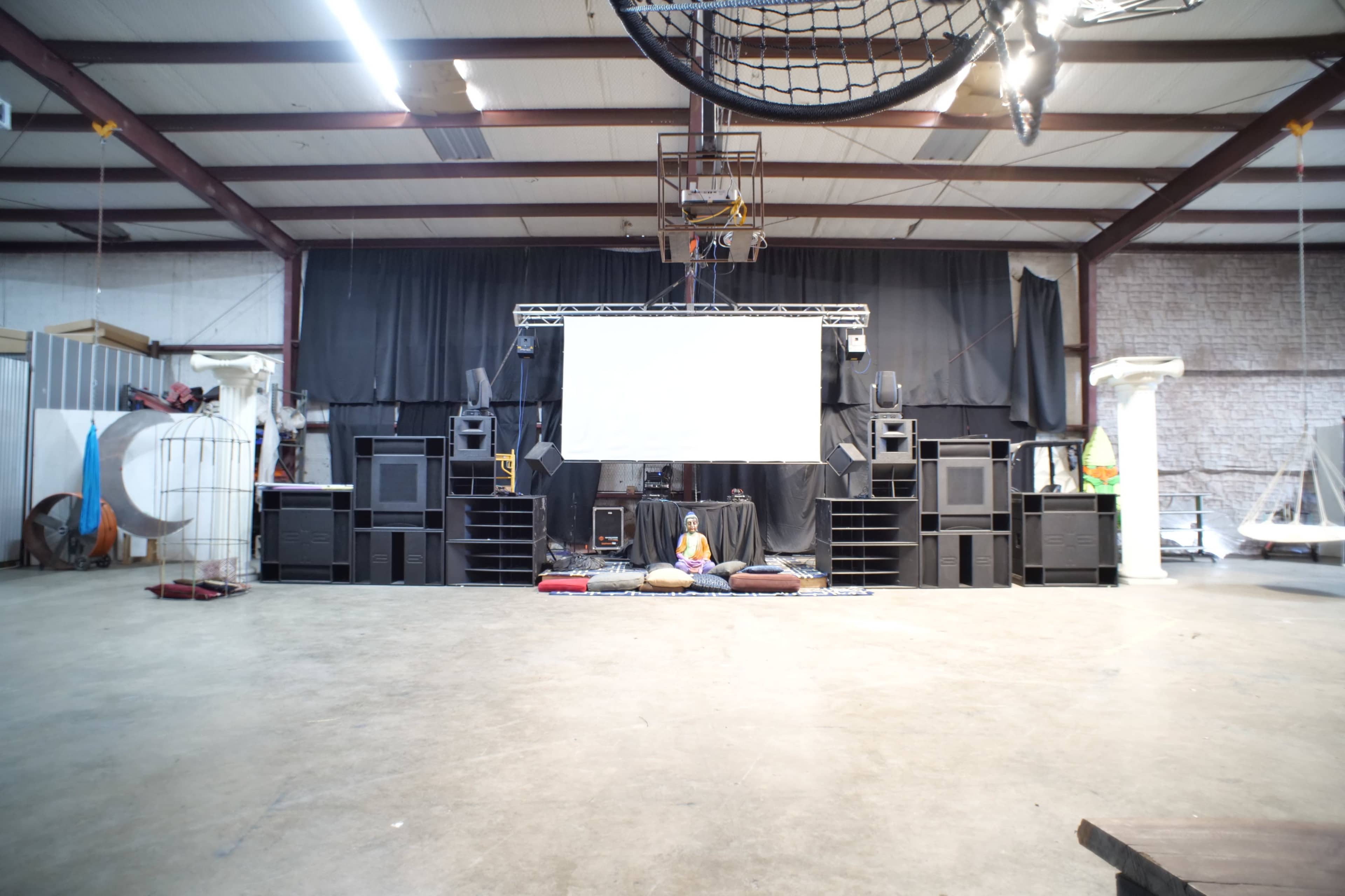Immersive Industrial Warehouse with Pro Sound, Lasers & Installations Image in McKinney, Austin, TX