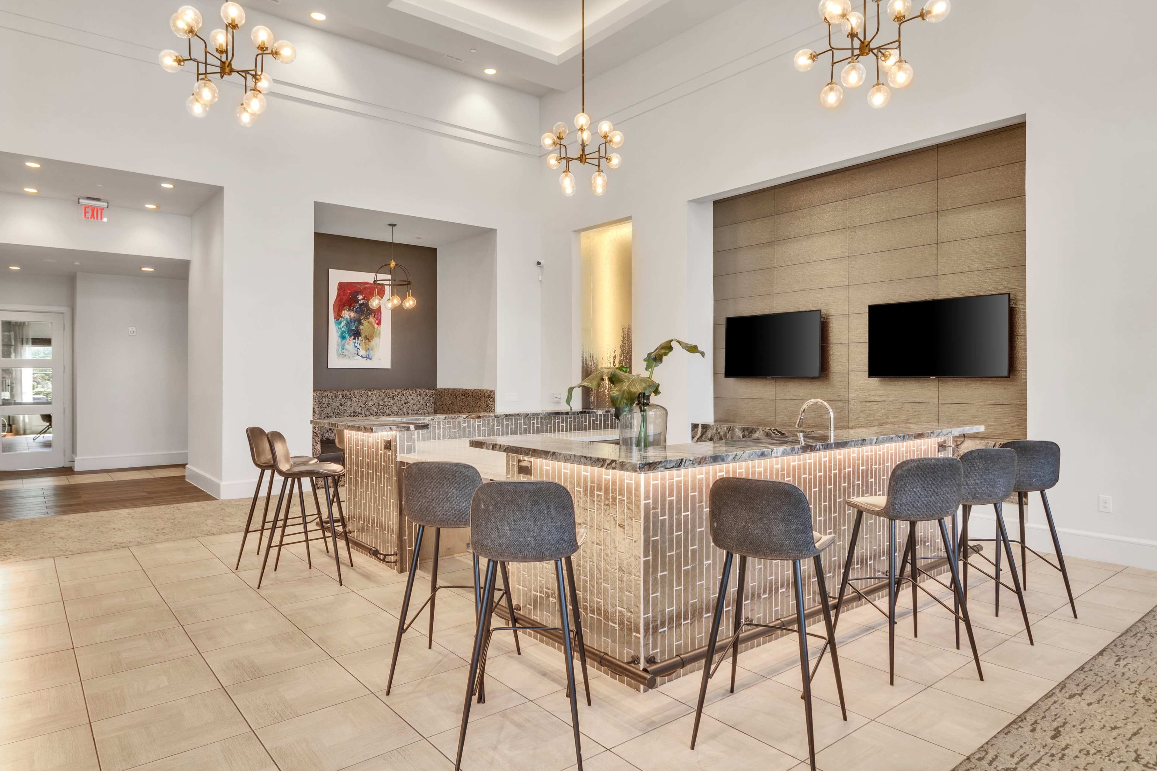 Spring, TX Luxury Social Lounge with Pool View Image in Grill and Fire Pit Area, Houston, TX