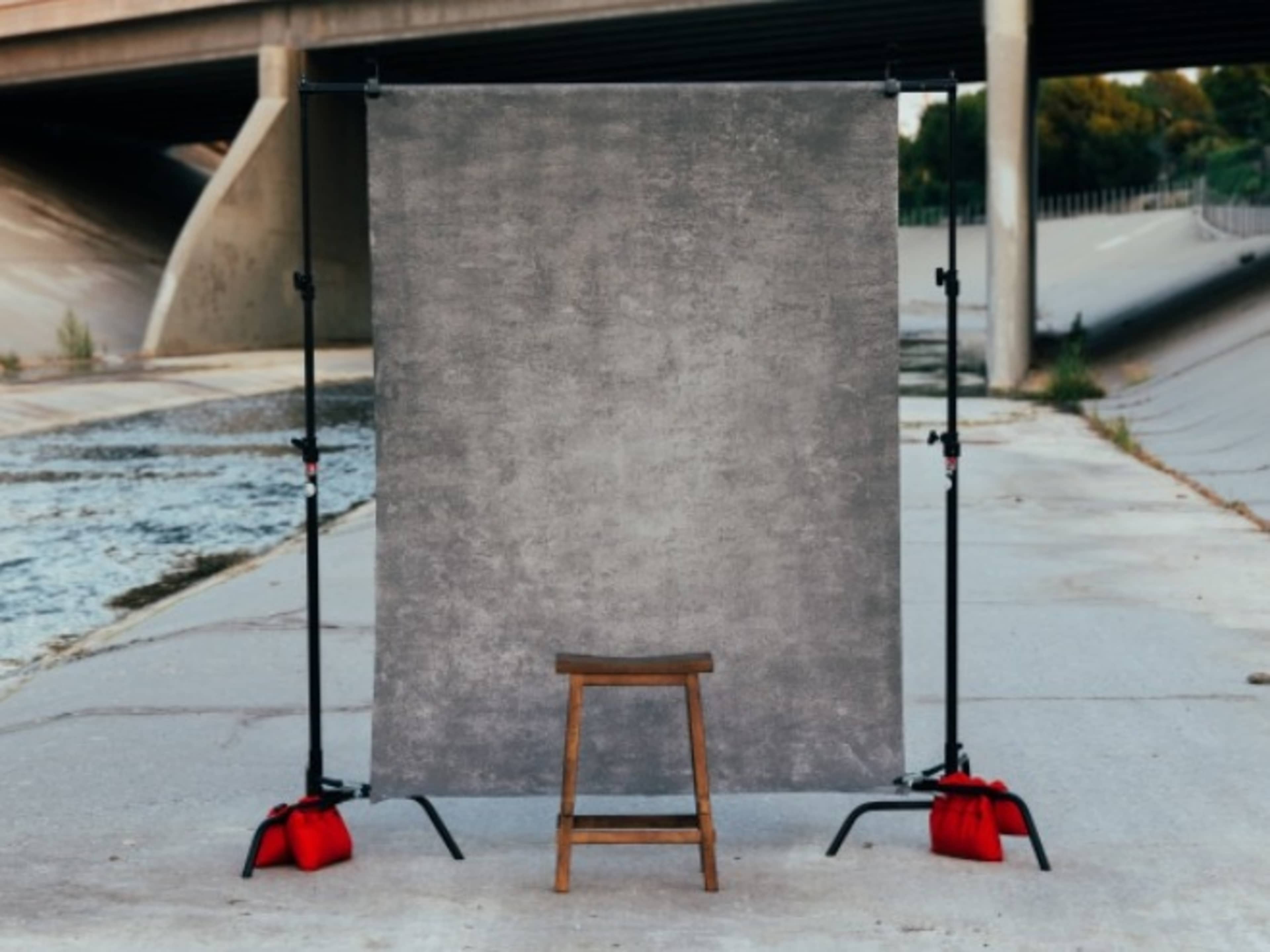 Hand painted grey canvas backdrop