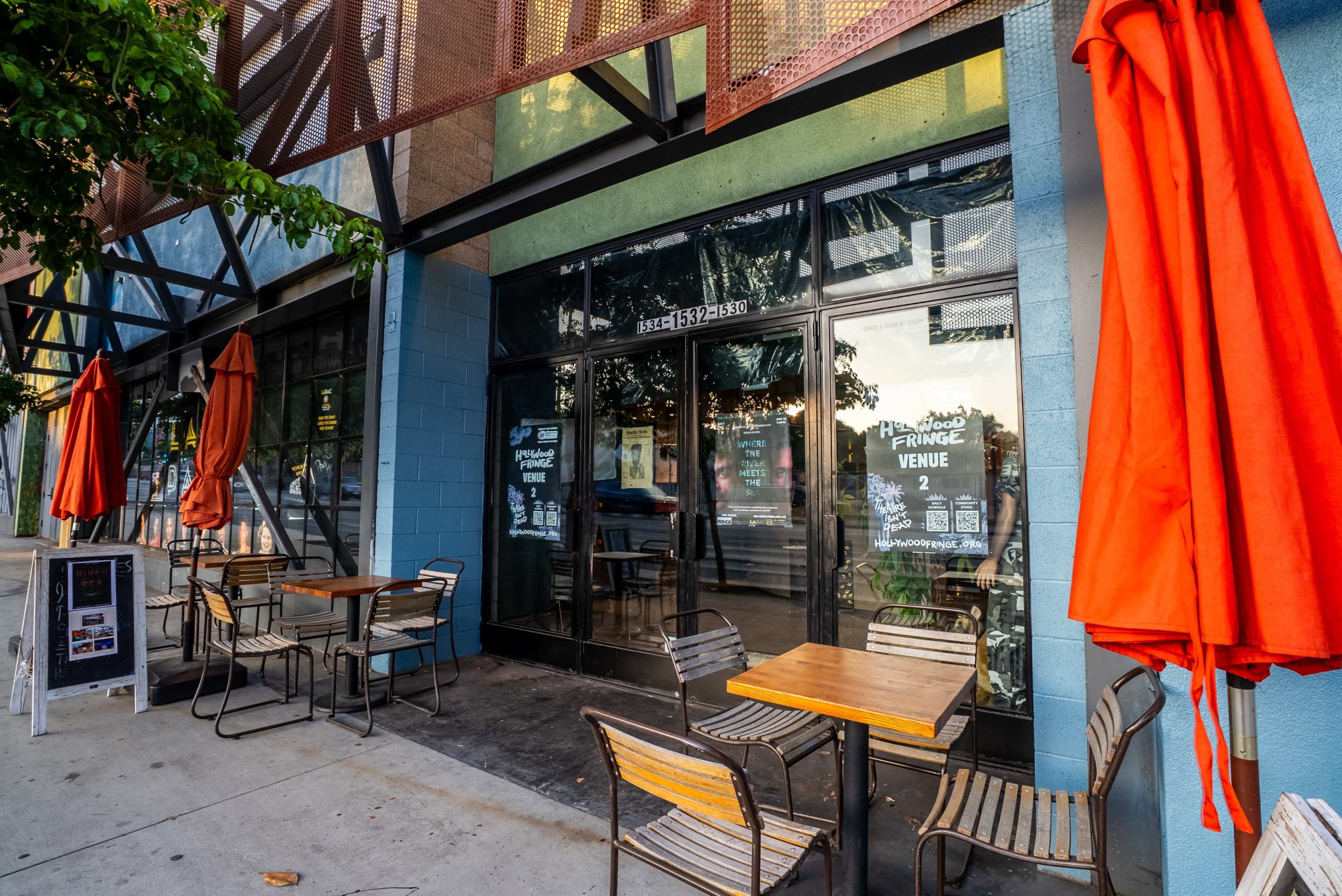 Beautiful Outdoor Patio with Lounge and Bistro Seating Image in Hollywood, Los Angeles, CA