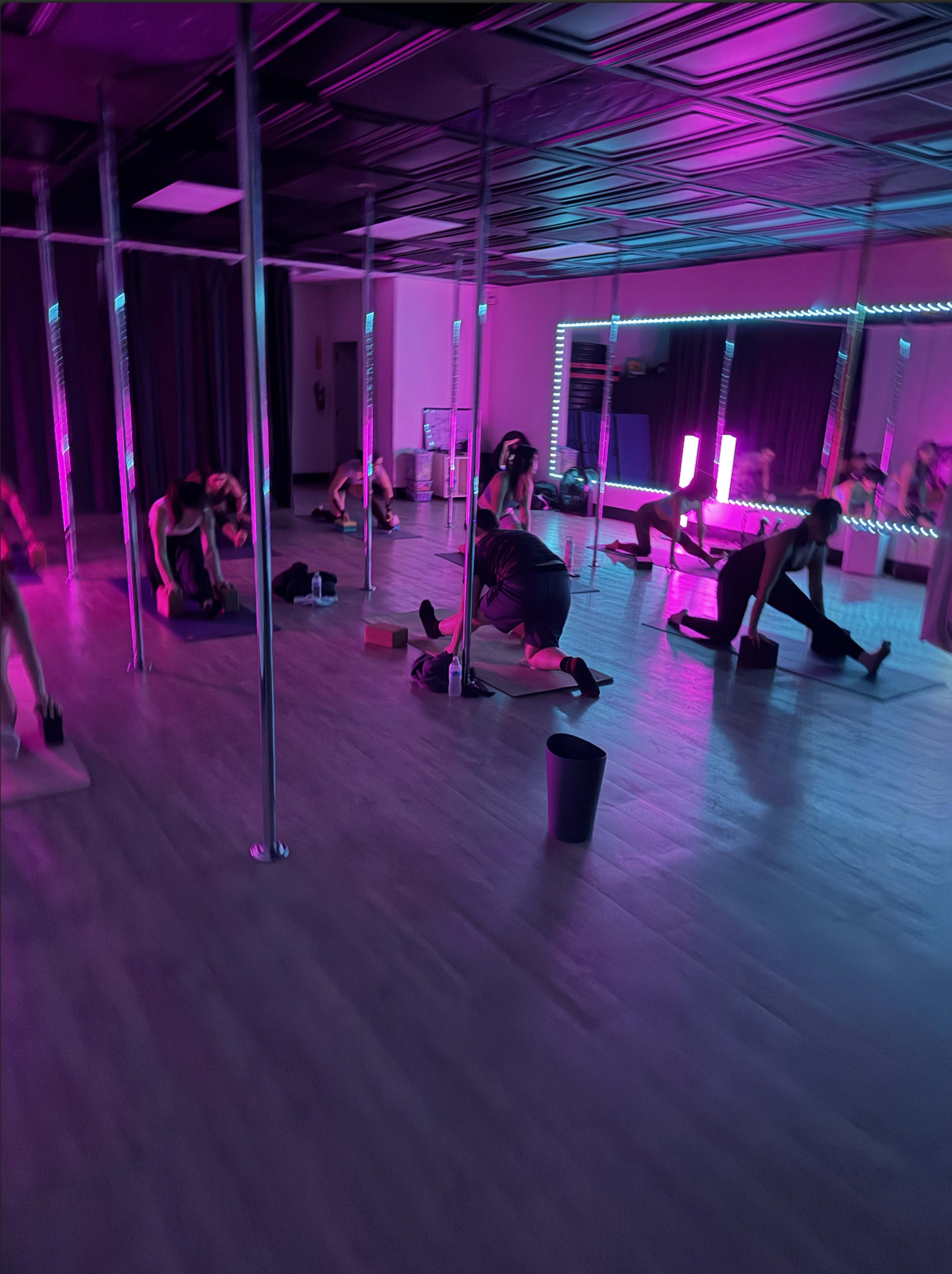 Pole Dance & Recording Space in Valley Mall with Poles or Open Dance Floor, We Provide a Neon Light Experience Image in El Monte, El Monte, CA