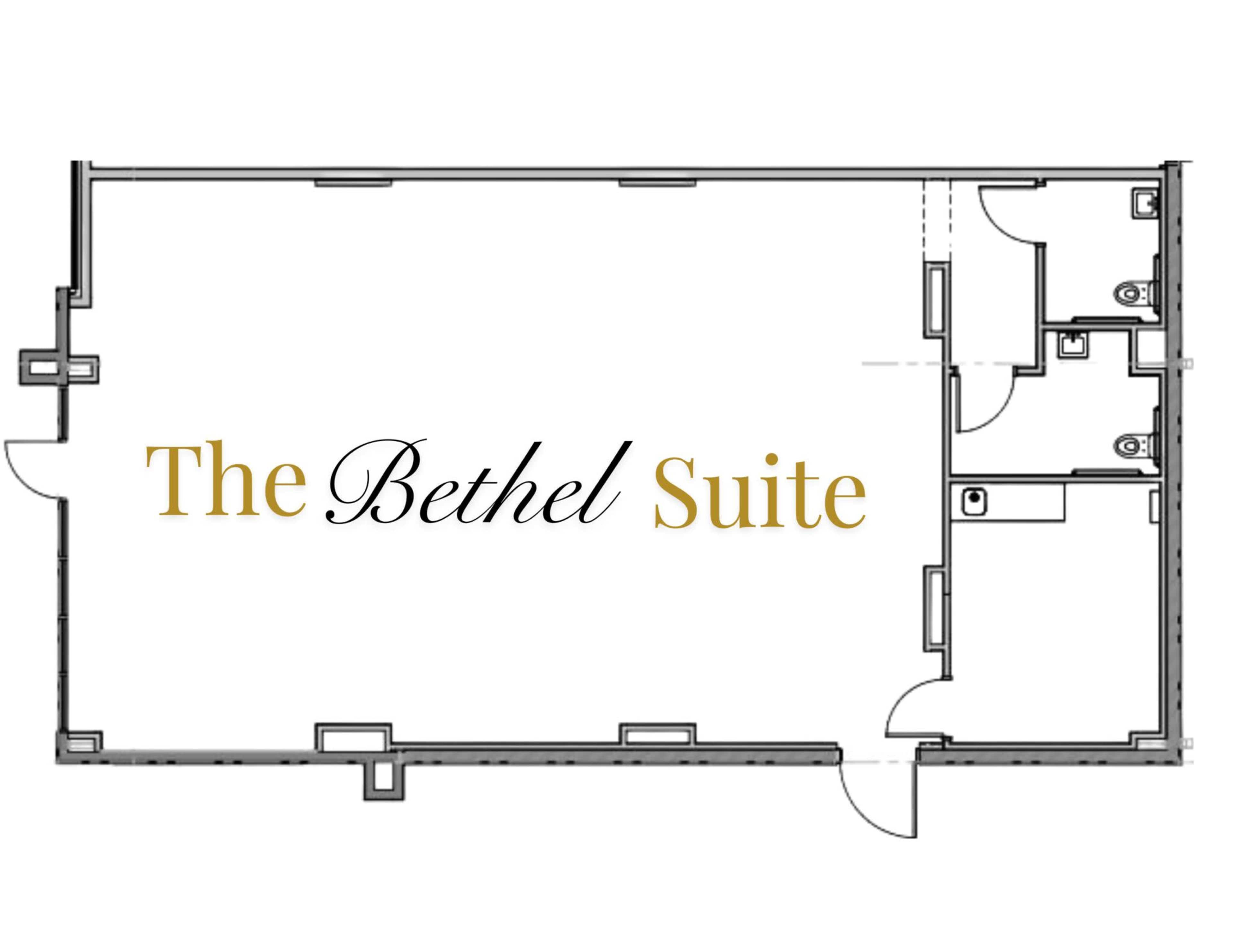 A floor plan labeled "The Bethel Suite," with designated rooms and an open layout.