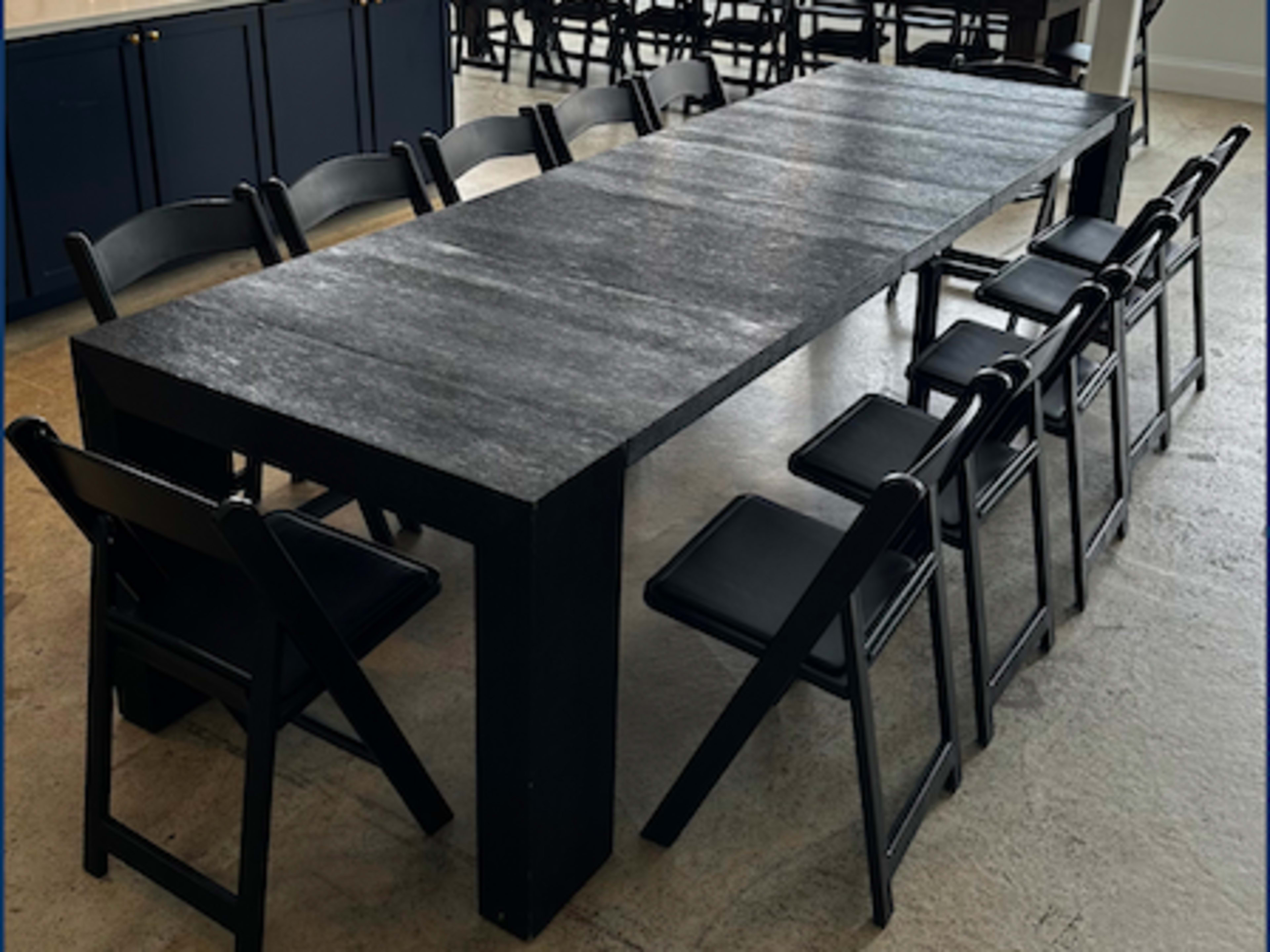 Black, Wooden Table