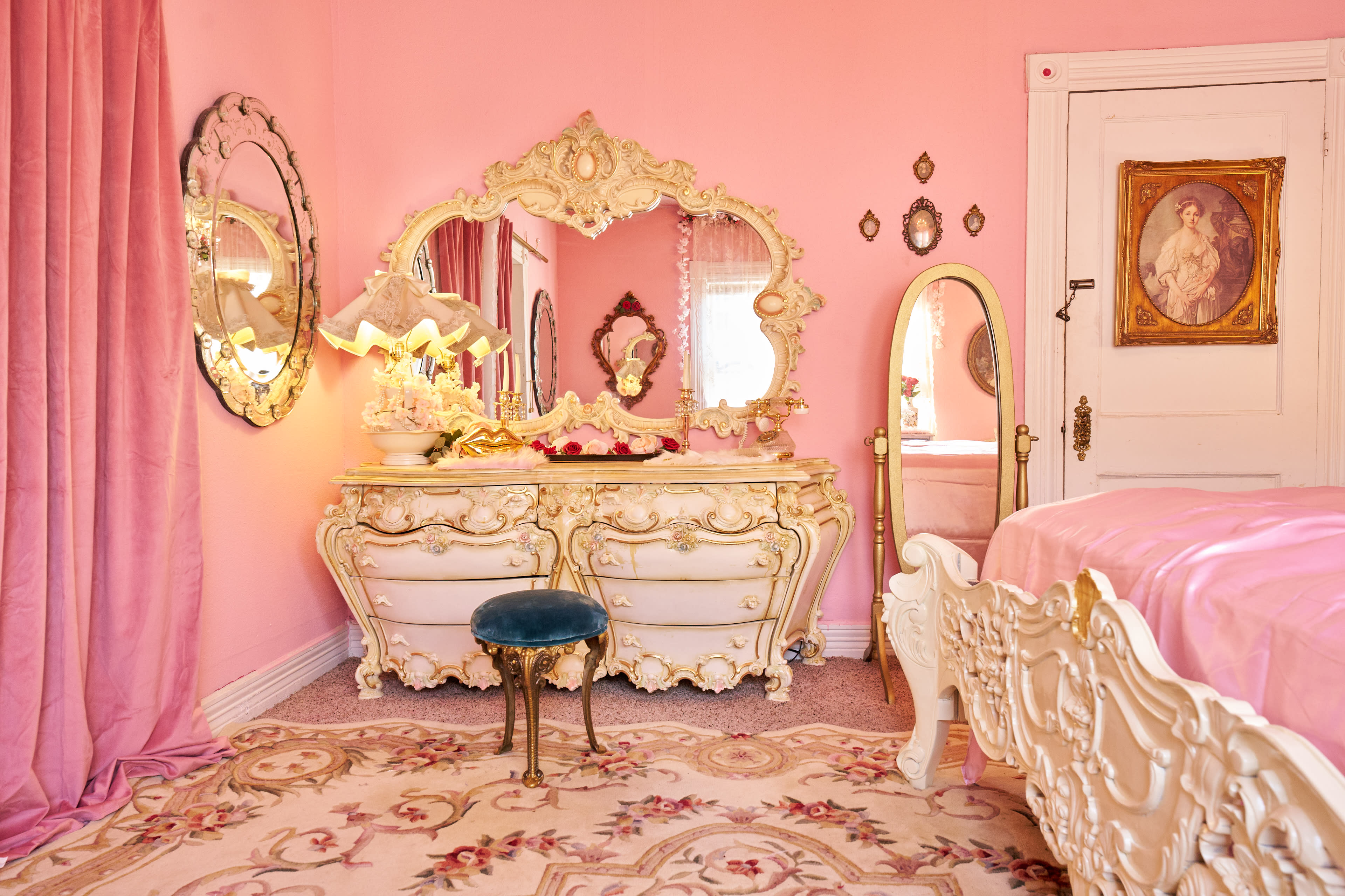 Pink Valentine House — Vintage Pink Sets for Editorial & Production Image in Near Northside, Houston, TX