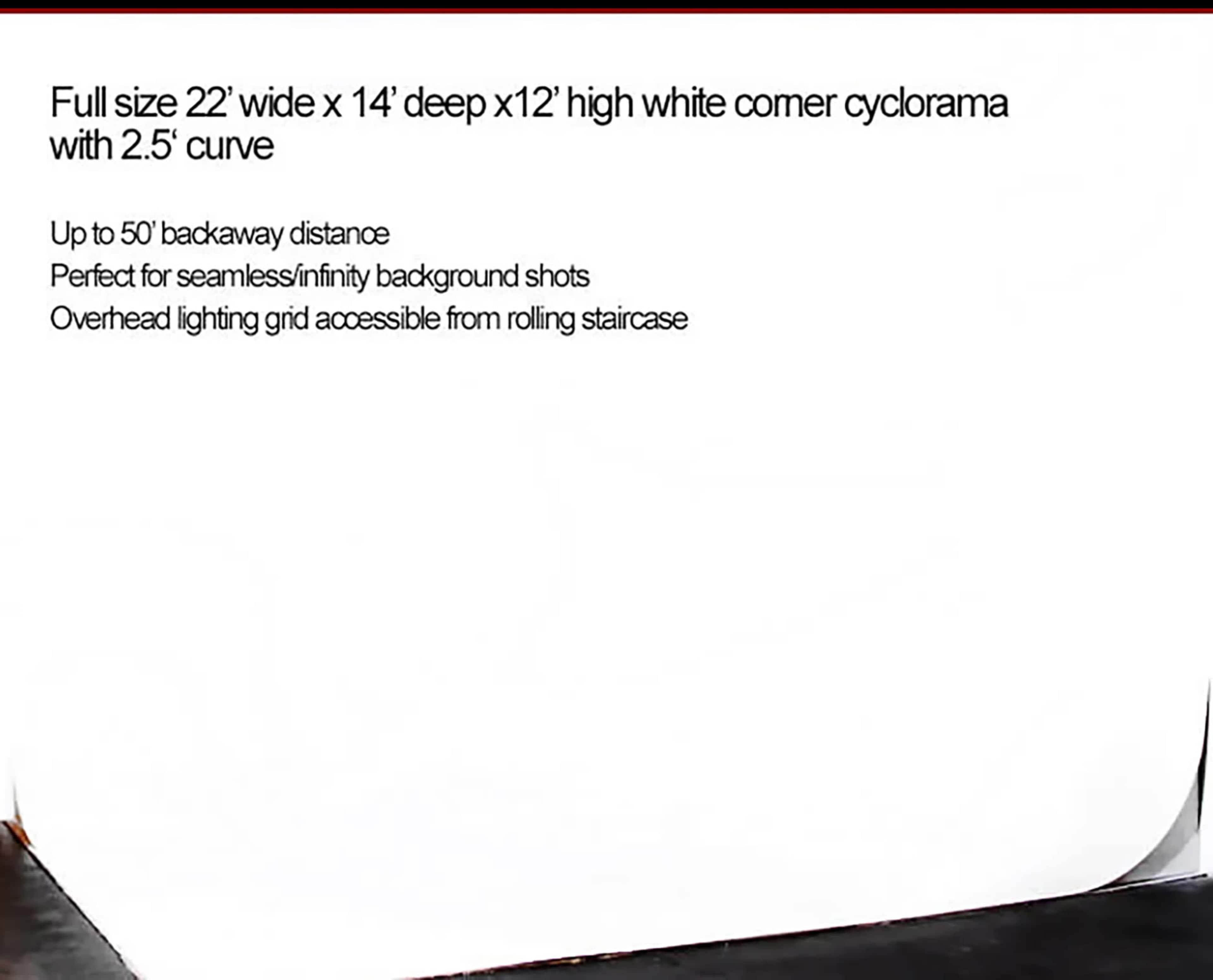 Full size White Cyc, Black Void, Green Screen fashion/product/photo, music video, production studio Image in Lincoln Heights, Los Angeles, CA