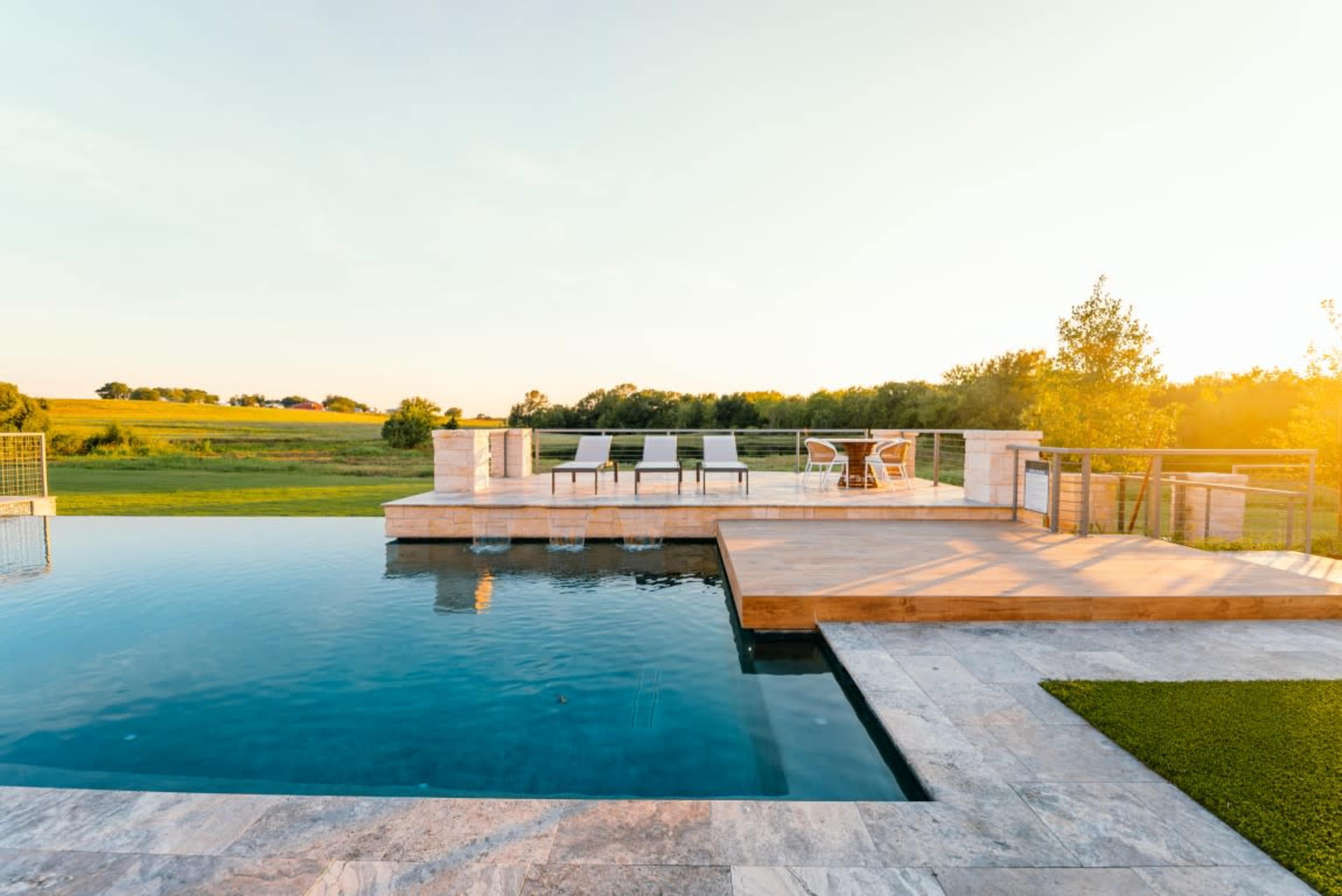 Contemporary Texas Ranch Villa with Resort Style Pool and Fire Features Image in , carmine, TX