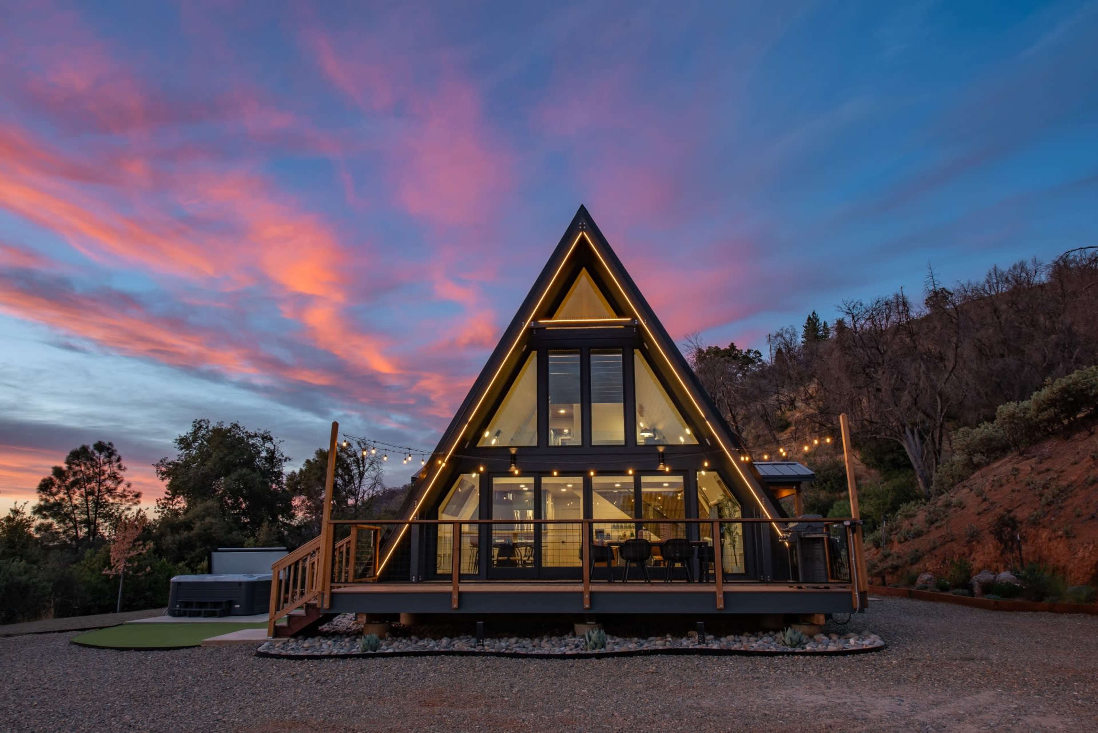 Luxe HGTV A-Frame Cabin with Hot Tub and Mountain Views Image in , Mariposa, CA