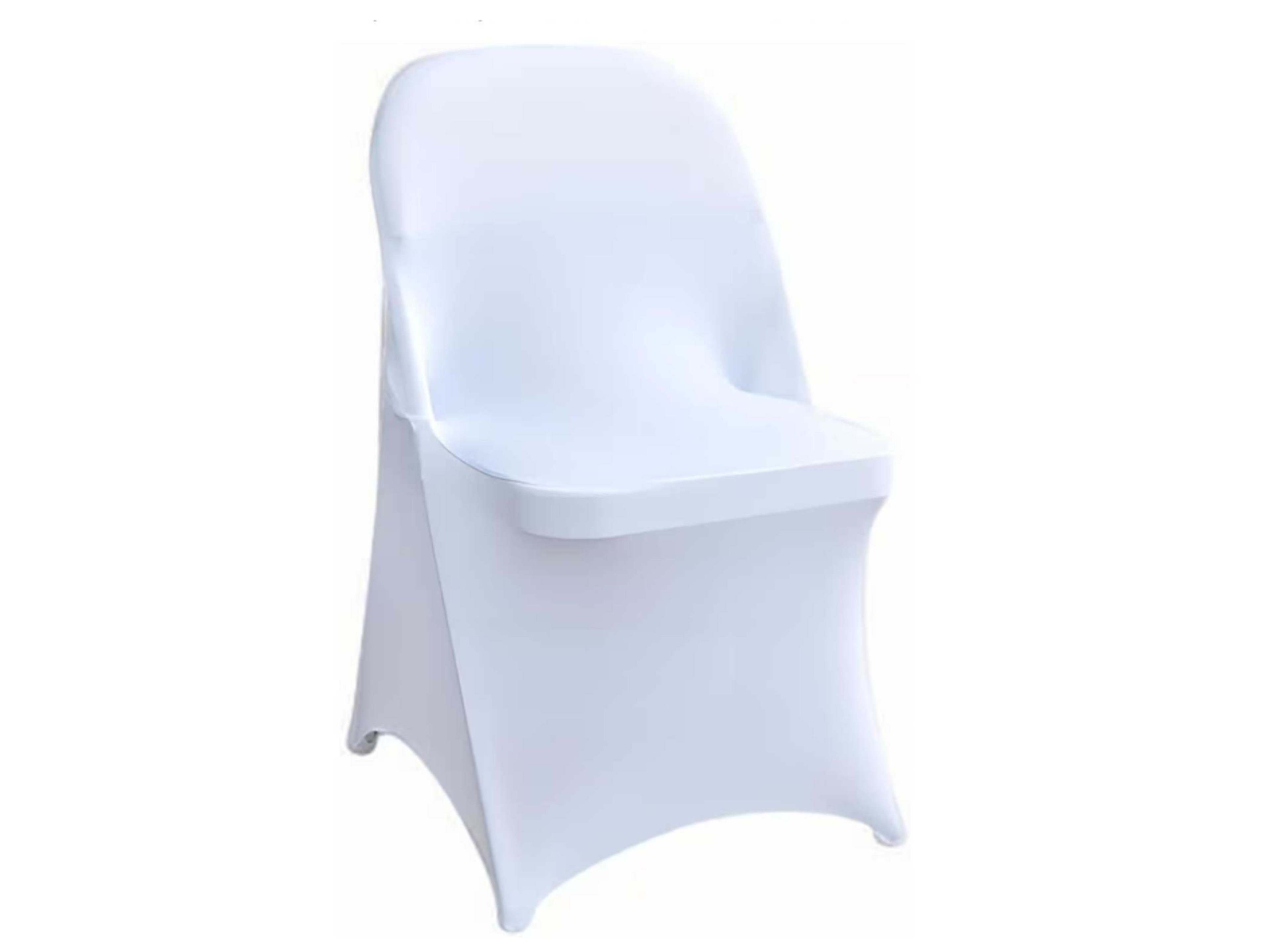 White plastic chairs with white covers