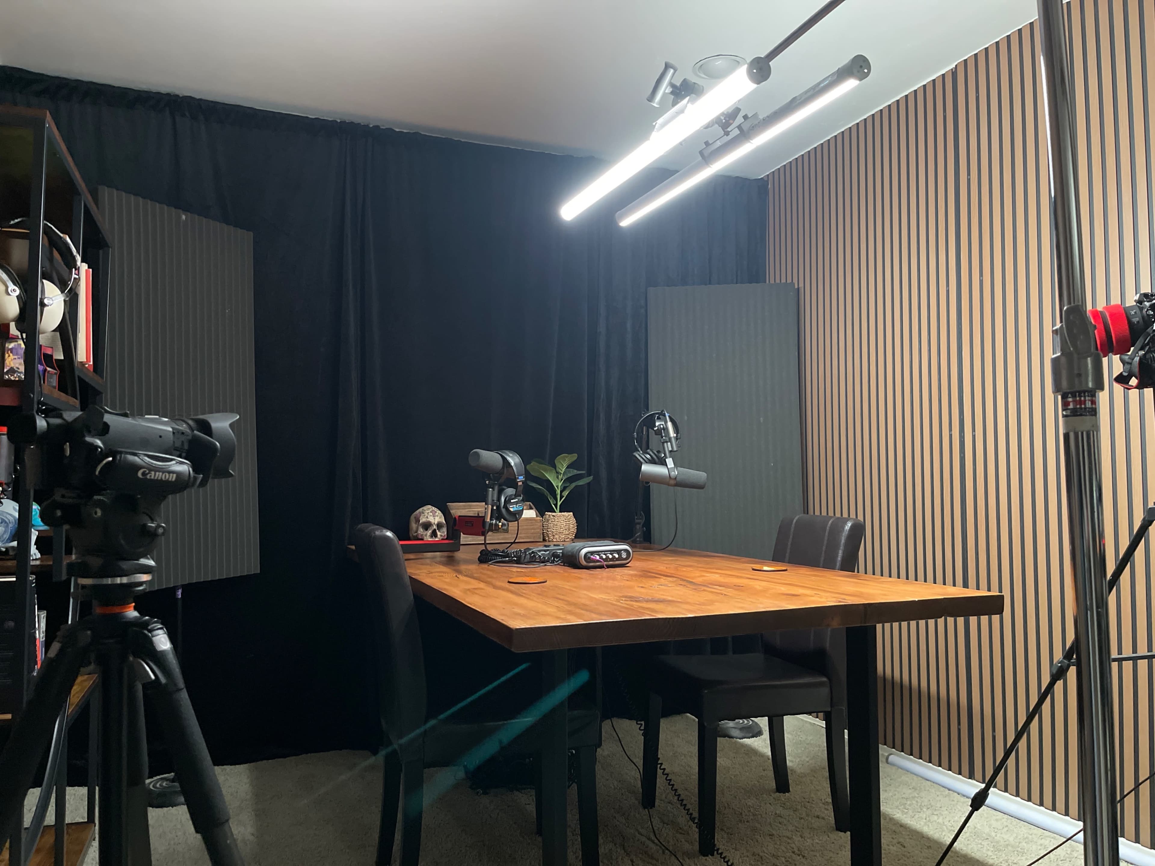 Professional Podcast Studio with Wood Accents Image in El Dorado Park Estates, Long Beach, CA