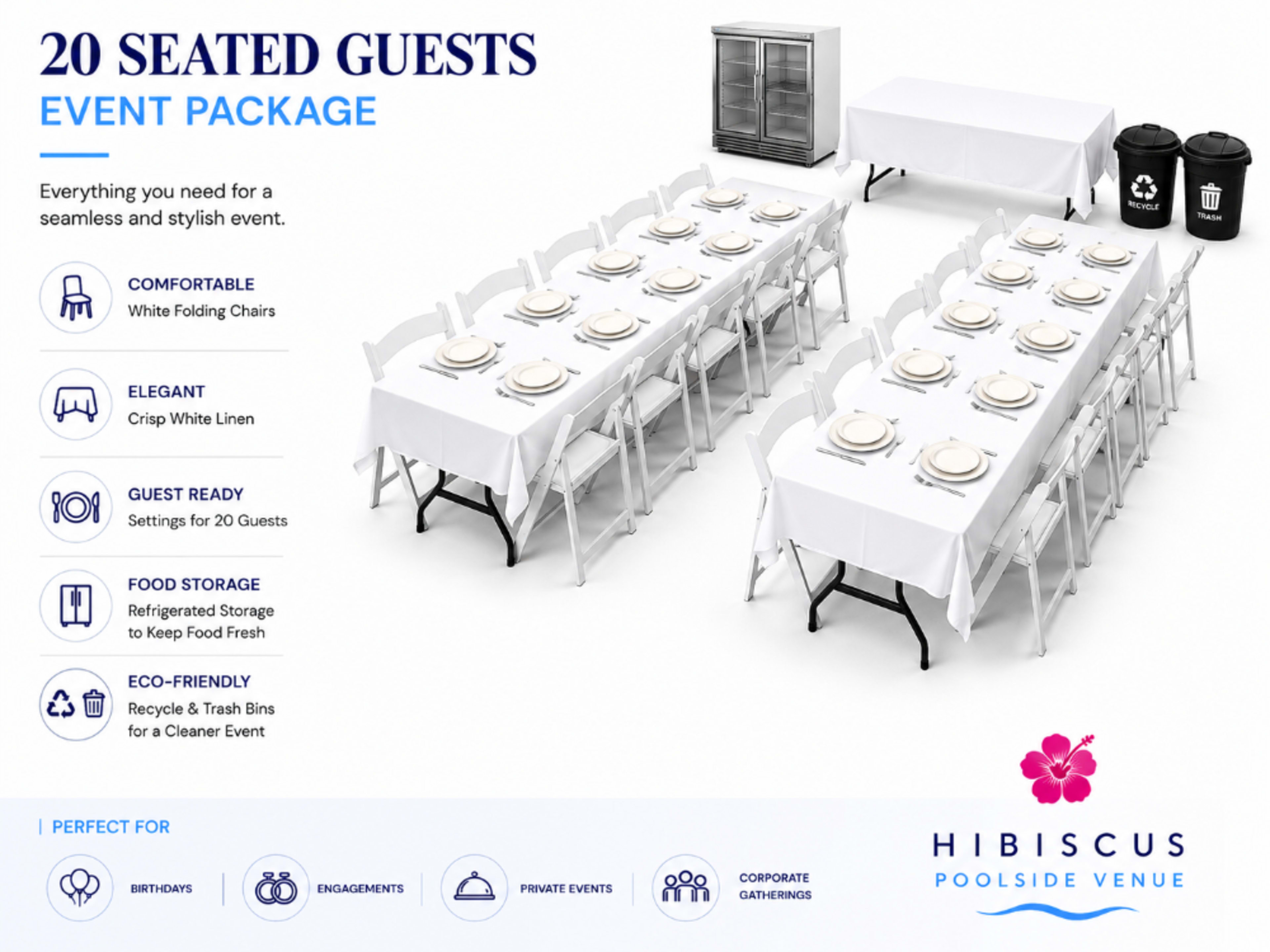 20 Guests Seated Event Package