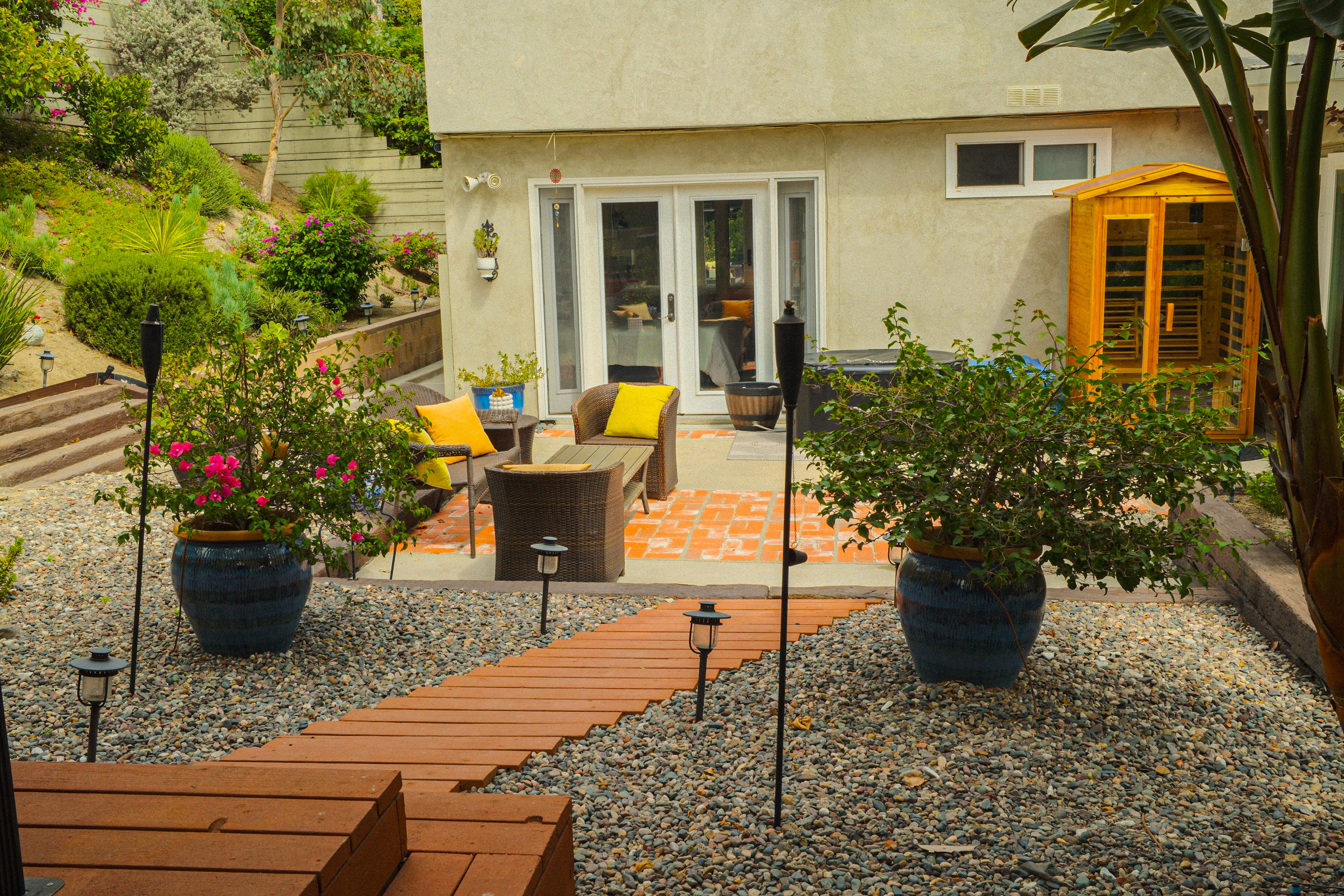 Zen Backyard in the Valley with City Views & Beautiful Landscaping Image in Porter Ranch, Los Angeles, CA