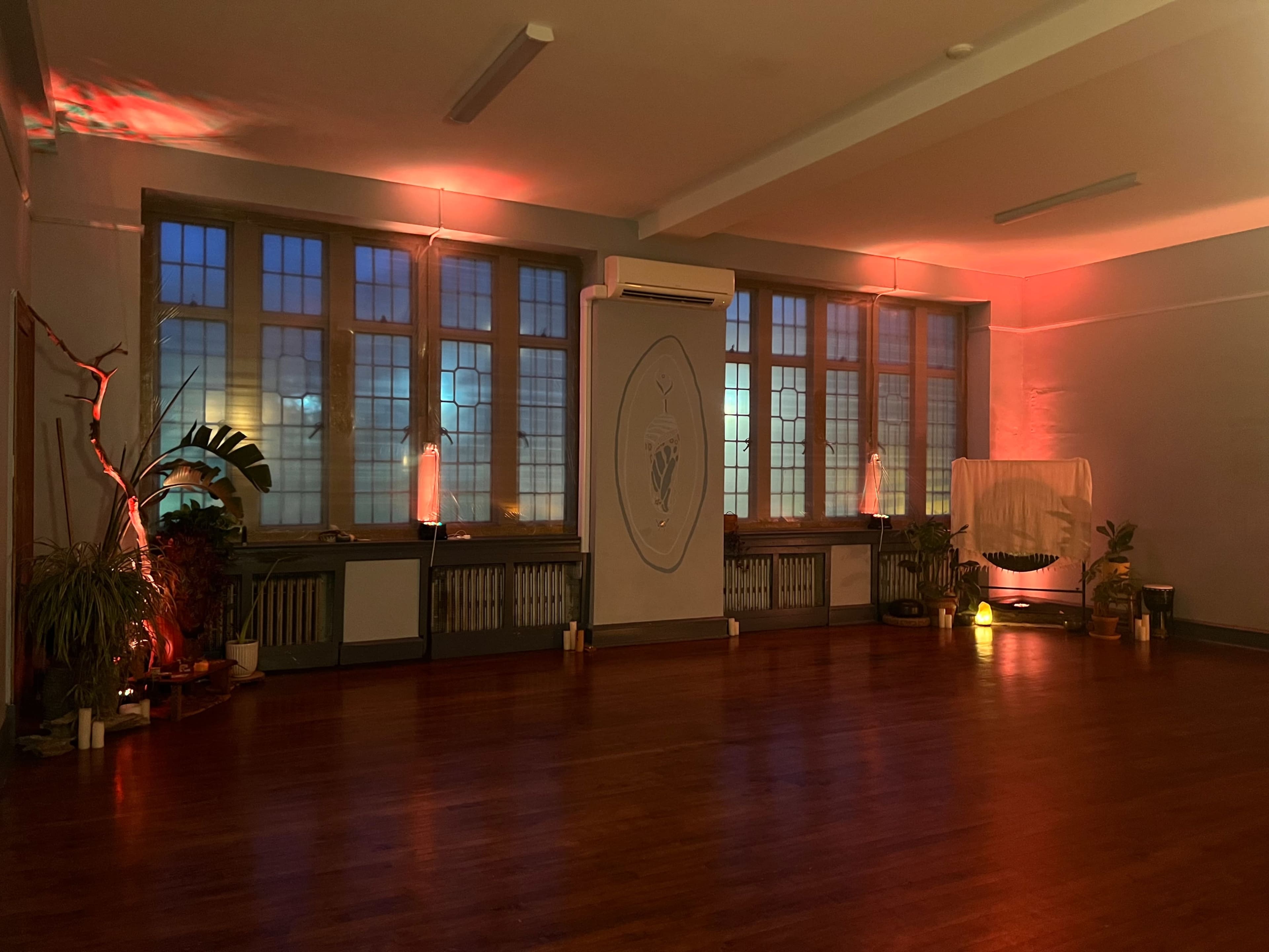 Sunlit Church Yoga Studio with Beautiful Sanctuary Windows Image in Mount Airy, Philadelphia, PA