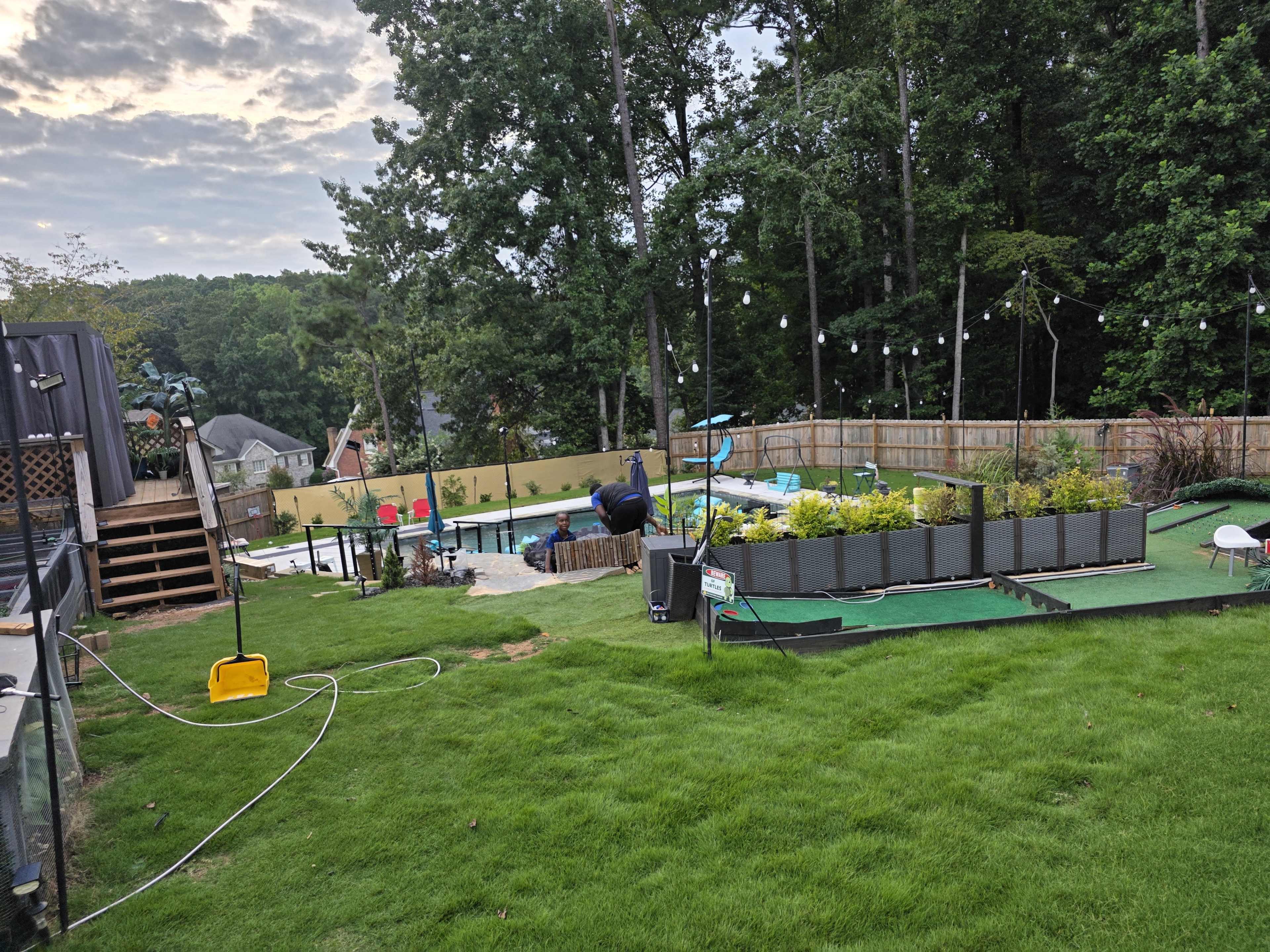 Tropical Heated Pool Oasis with Gazebo, Mini-Golf, Giant Chessboard & Night Lights Image in Lilburn, LILBURN, GA