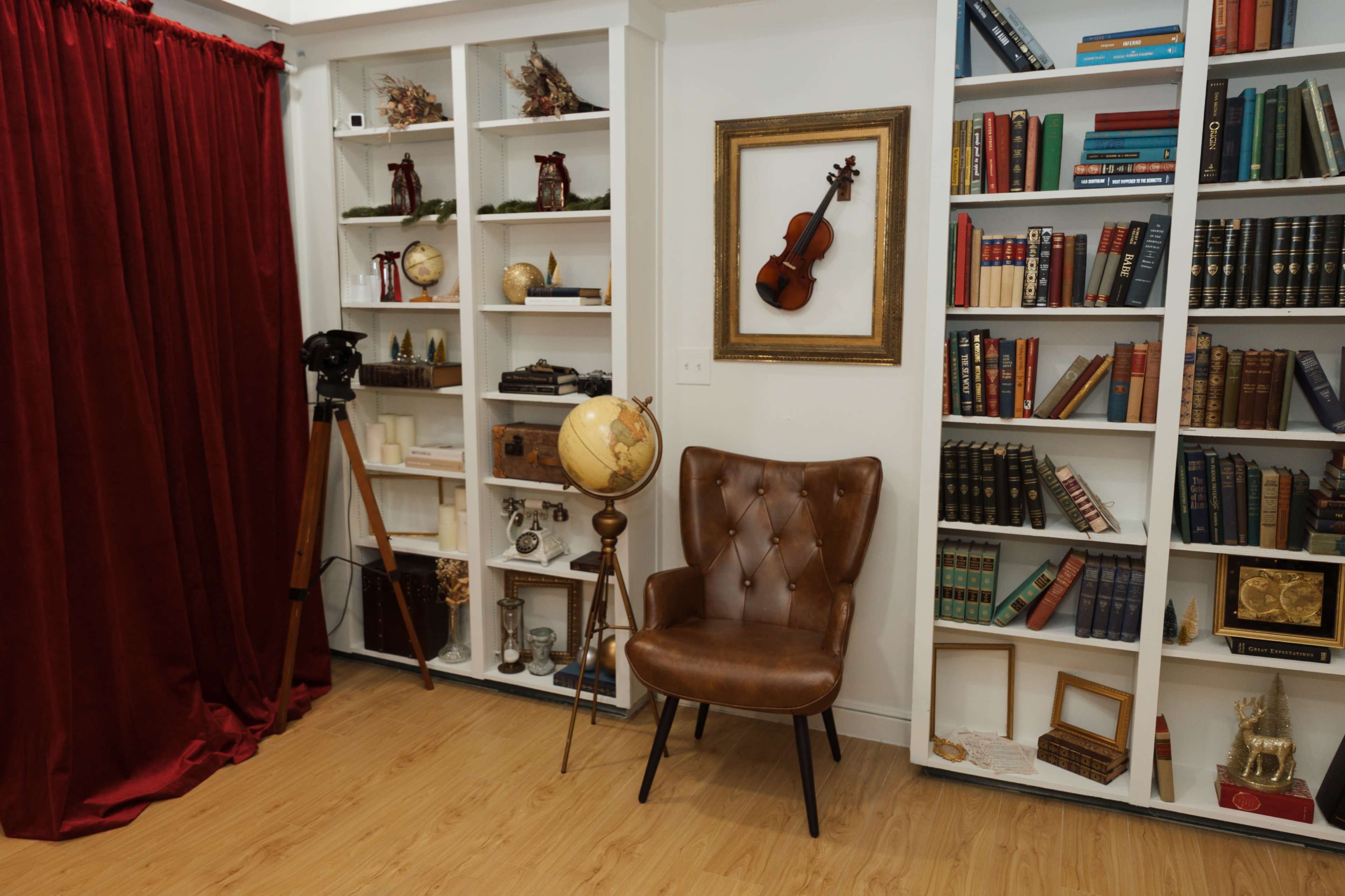 Natural Light Studio with Backdrop, Piano, and Bookshelf for Photo,Video, & Interviews Image in Peak's Suburban Addition, Dallas, TX