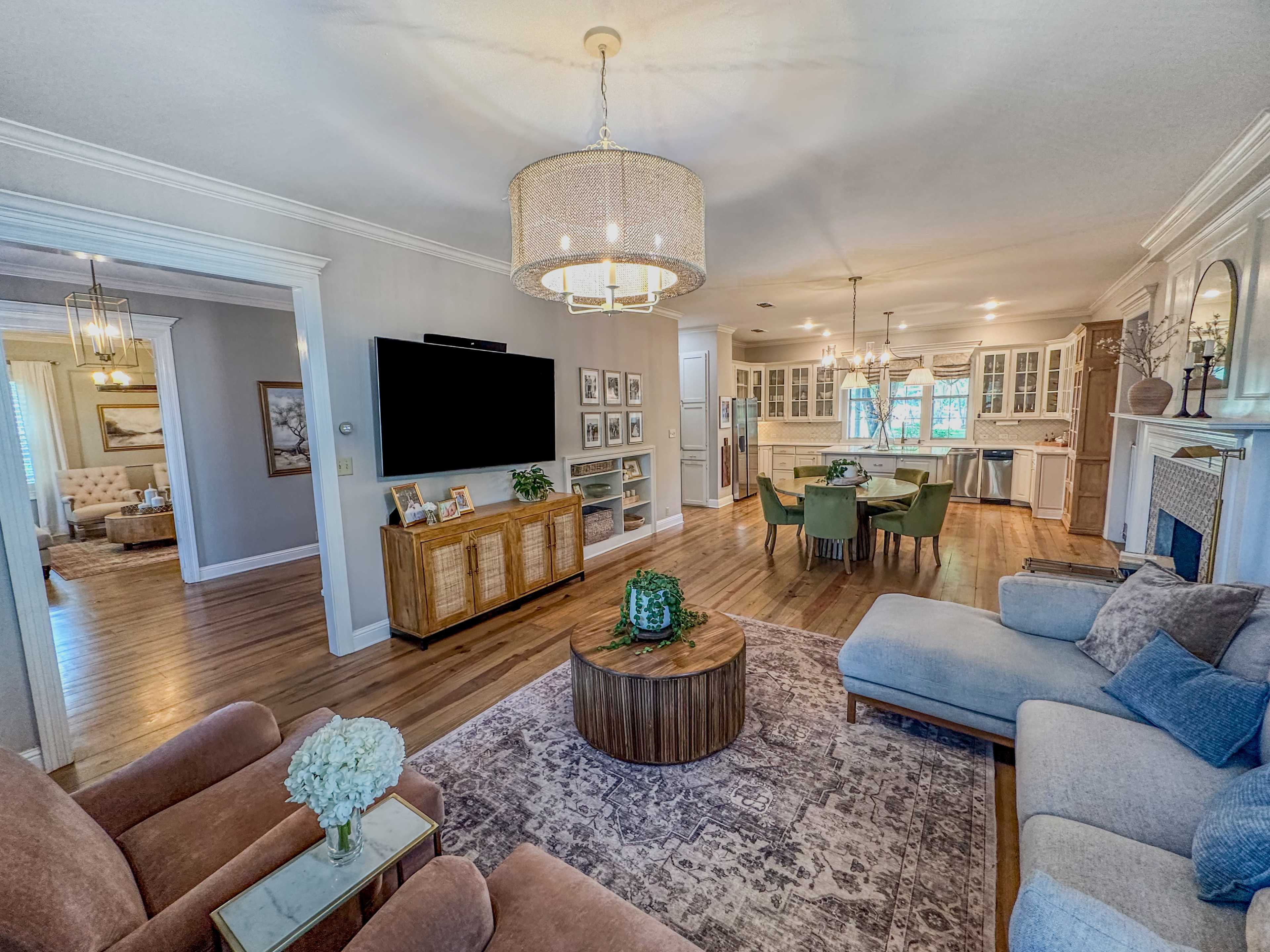Enchanting, charming, sprawling county estate with a colonial exterior. Gorgeous patios and seating areas including fire places and pit. Image in Fairview, Fairview, TX