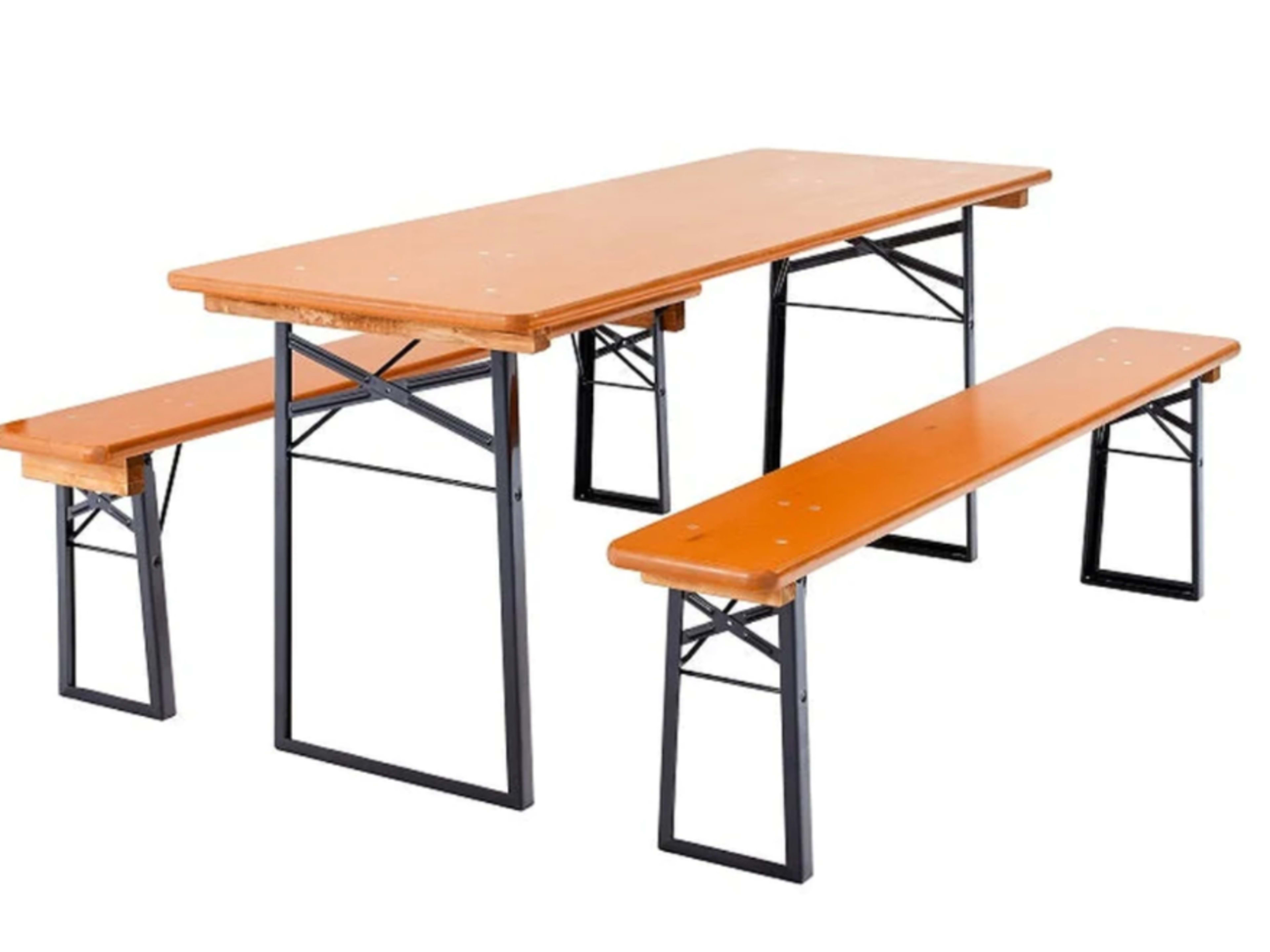 Wood Biergarten Tables with Benches