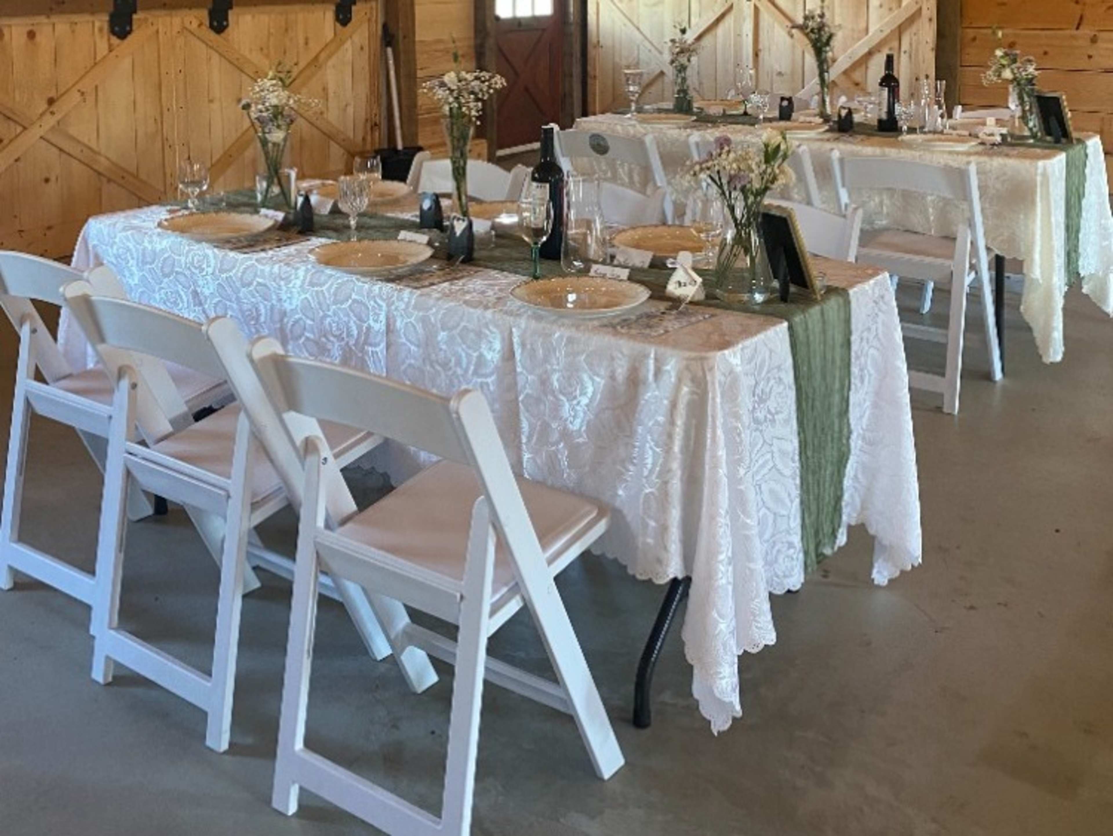 tables, chairs and linens