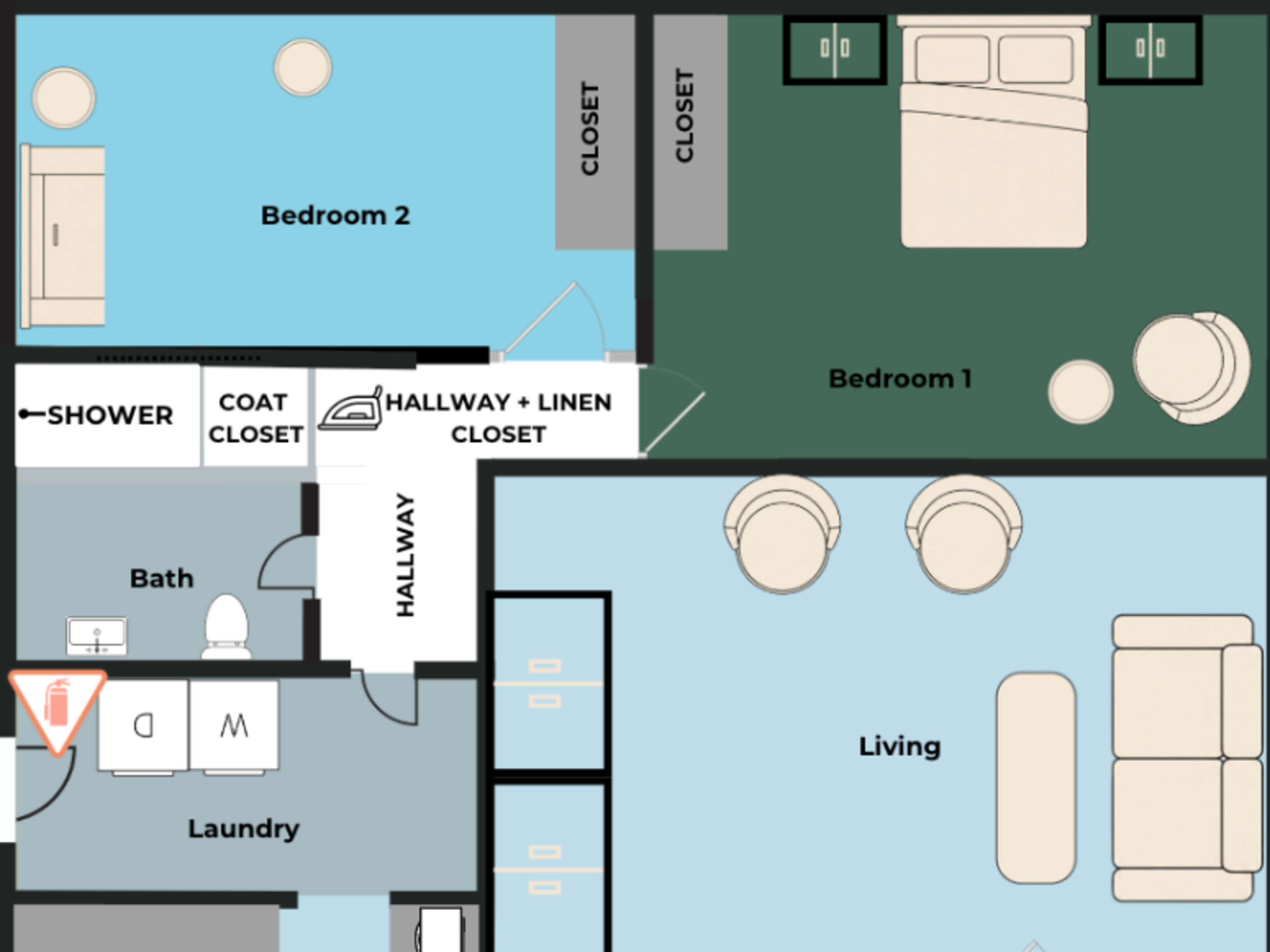Both Bedrooms - Access