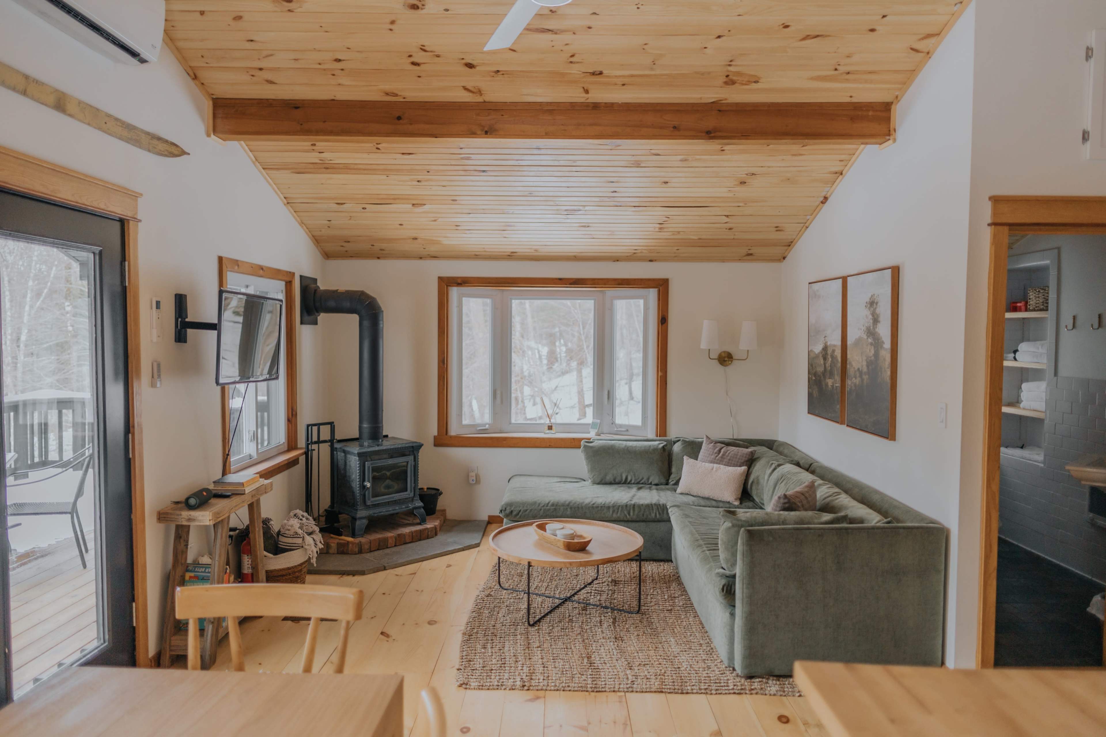 Updated Catskills Cabin with Seasonal Mountain View, Large Deck, Fire Pit, and Wood-Fired Hot Tub Image in Middletown, Arkville, NY