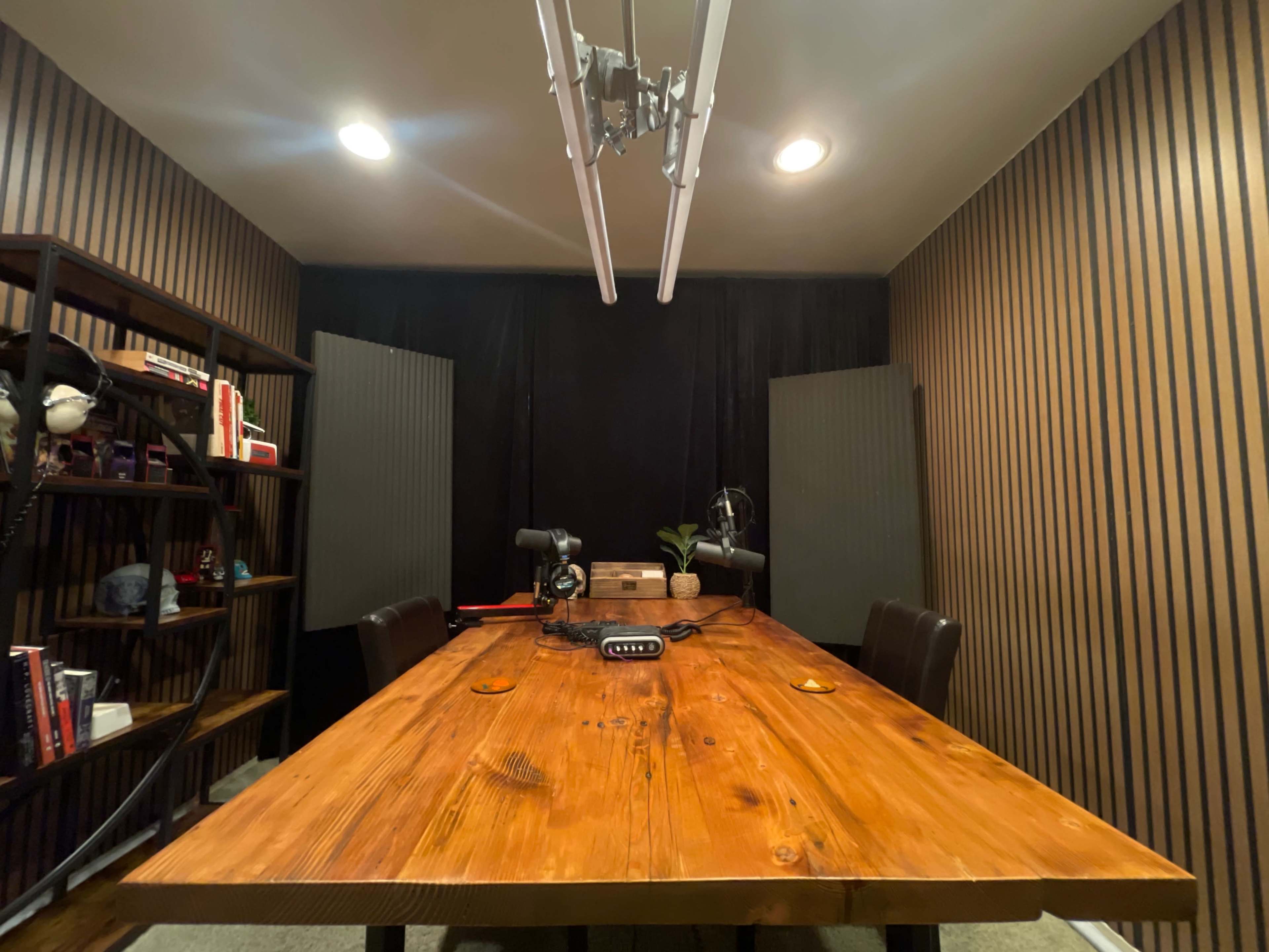 Professional Podcast Studio with Wood Accents Image in El Dorado Park Estates, Long Beach, CA