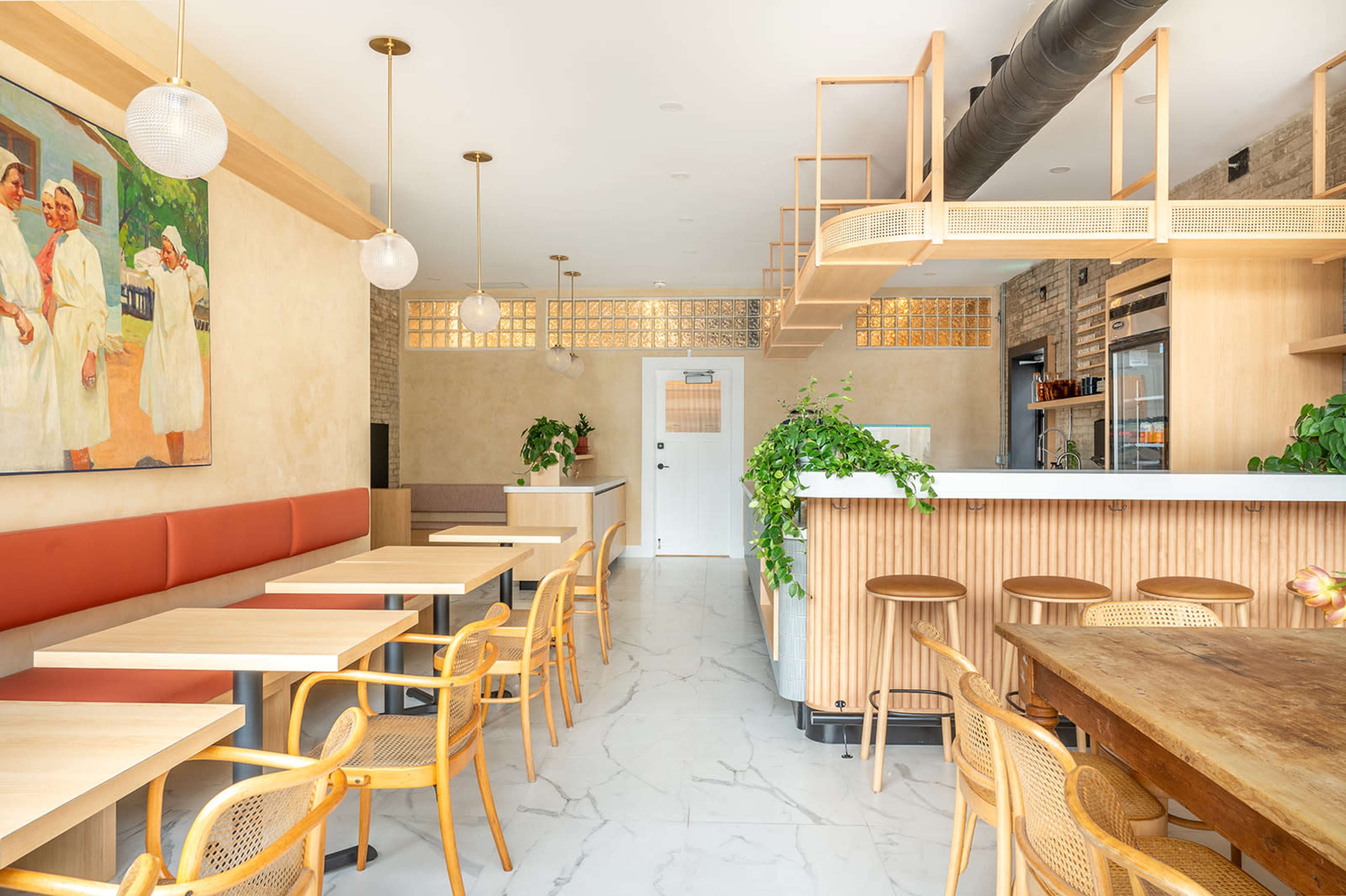 Sunny, Warm Coffee Shop with clean, cozy interior Image in Upper Beaches, Toronto, ON