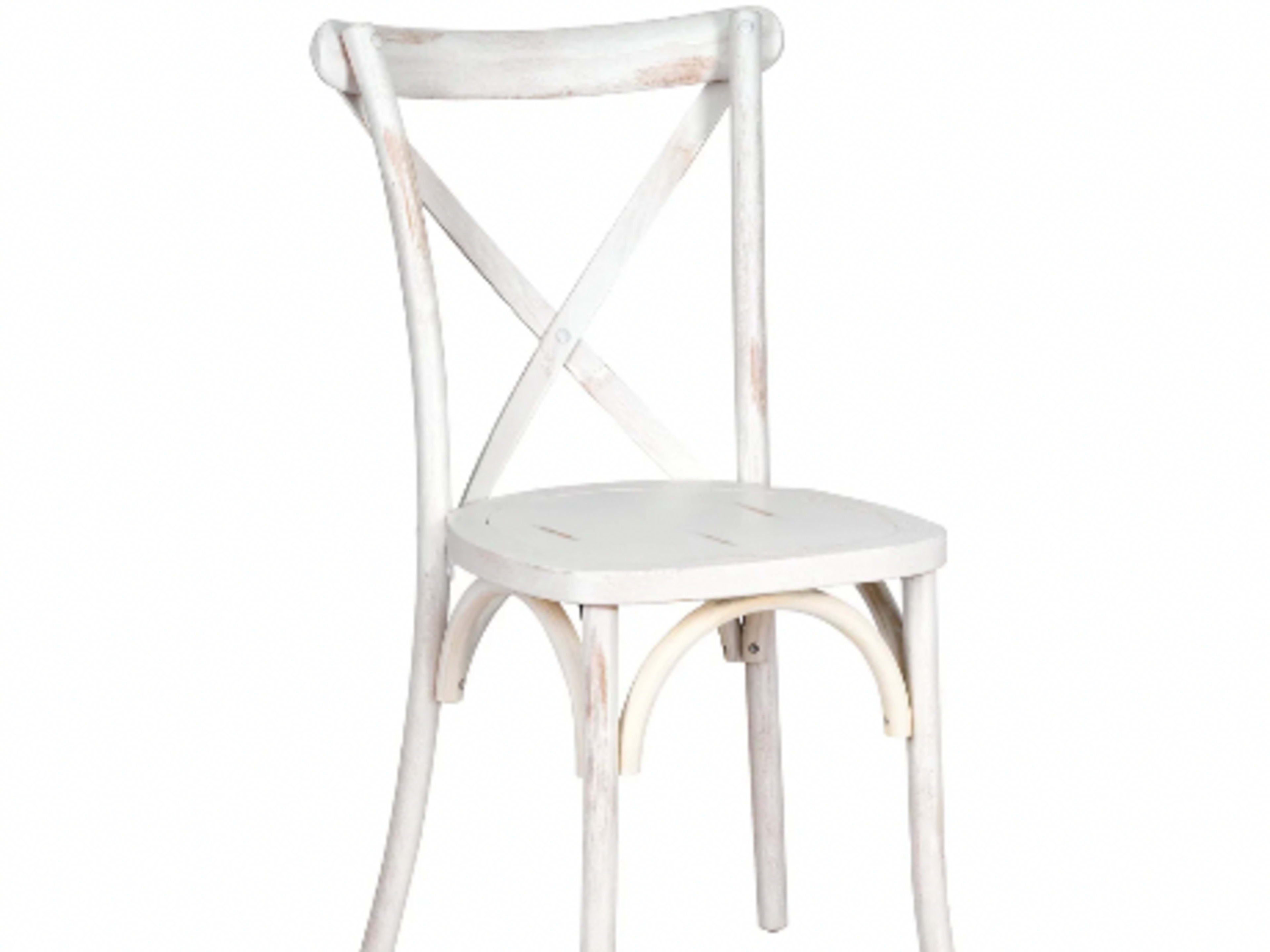 White wood cross back chairs  