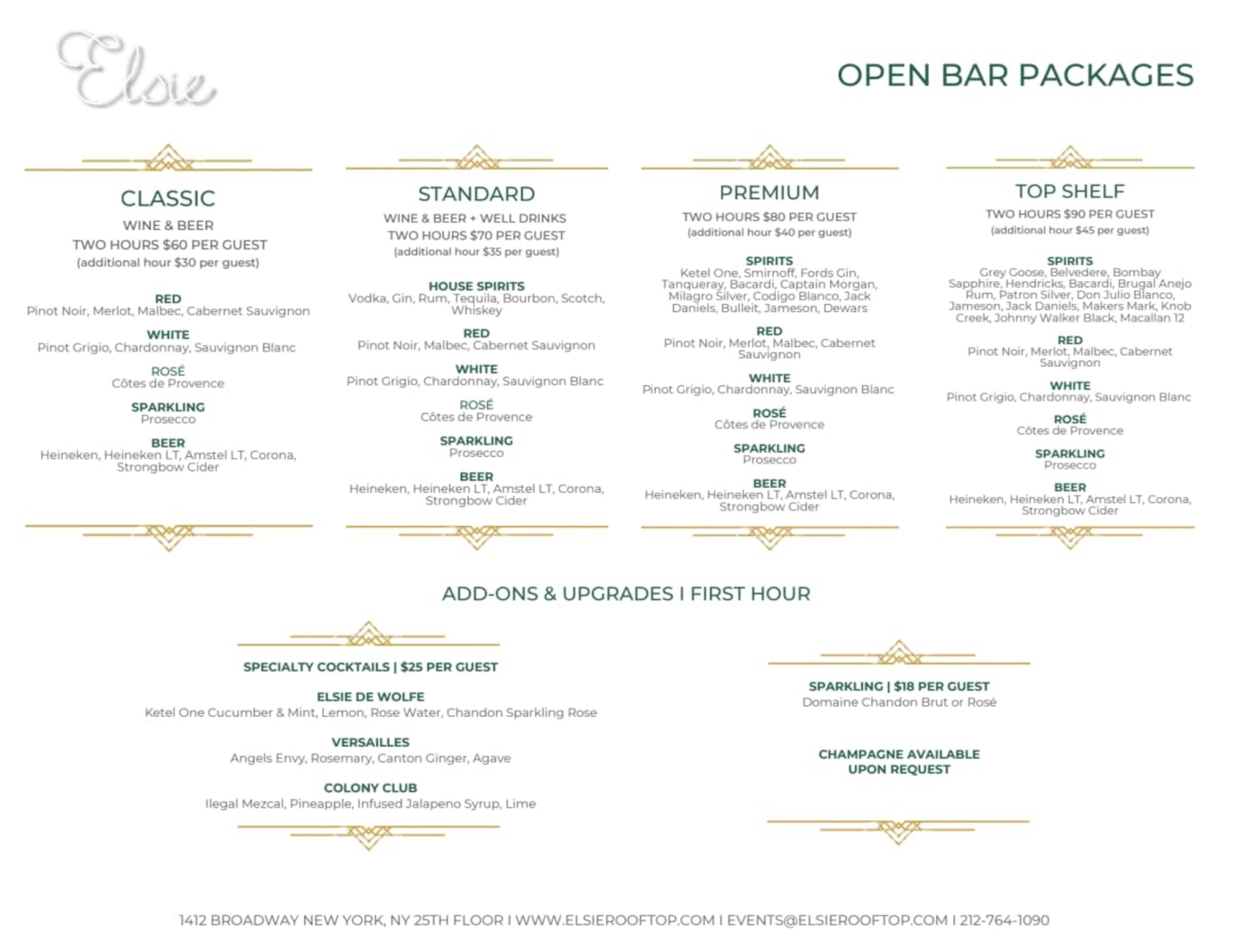 Menu offerings