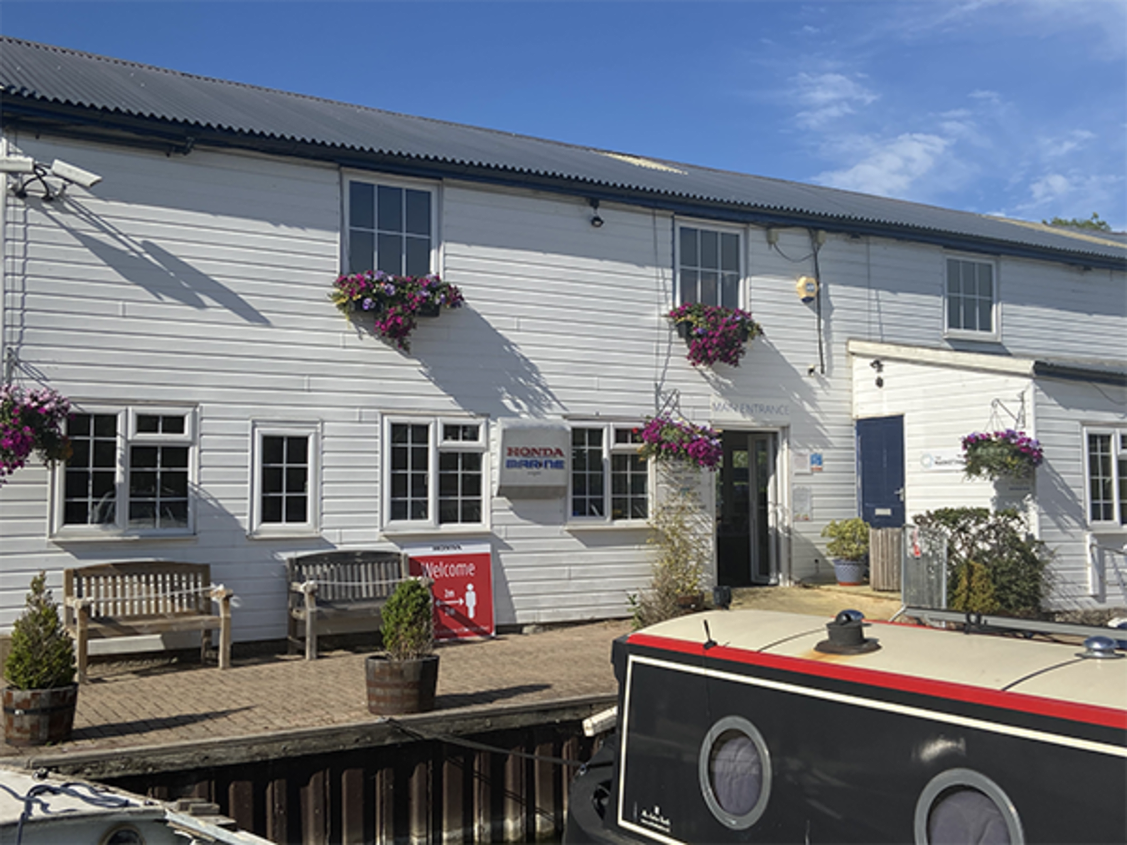 Historic Boathouse, meeting space next to the river Thames. Image in , Walton-on-Thames, ENG