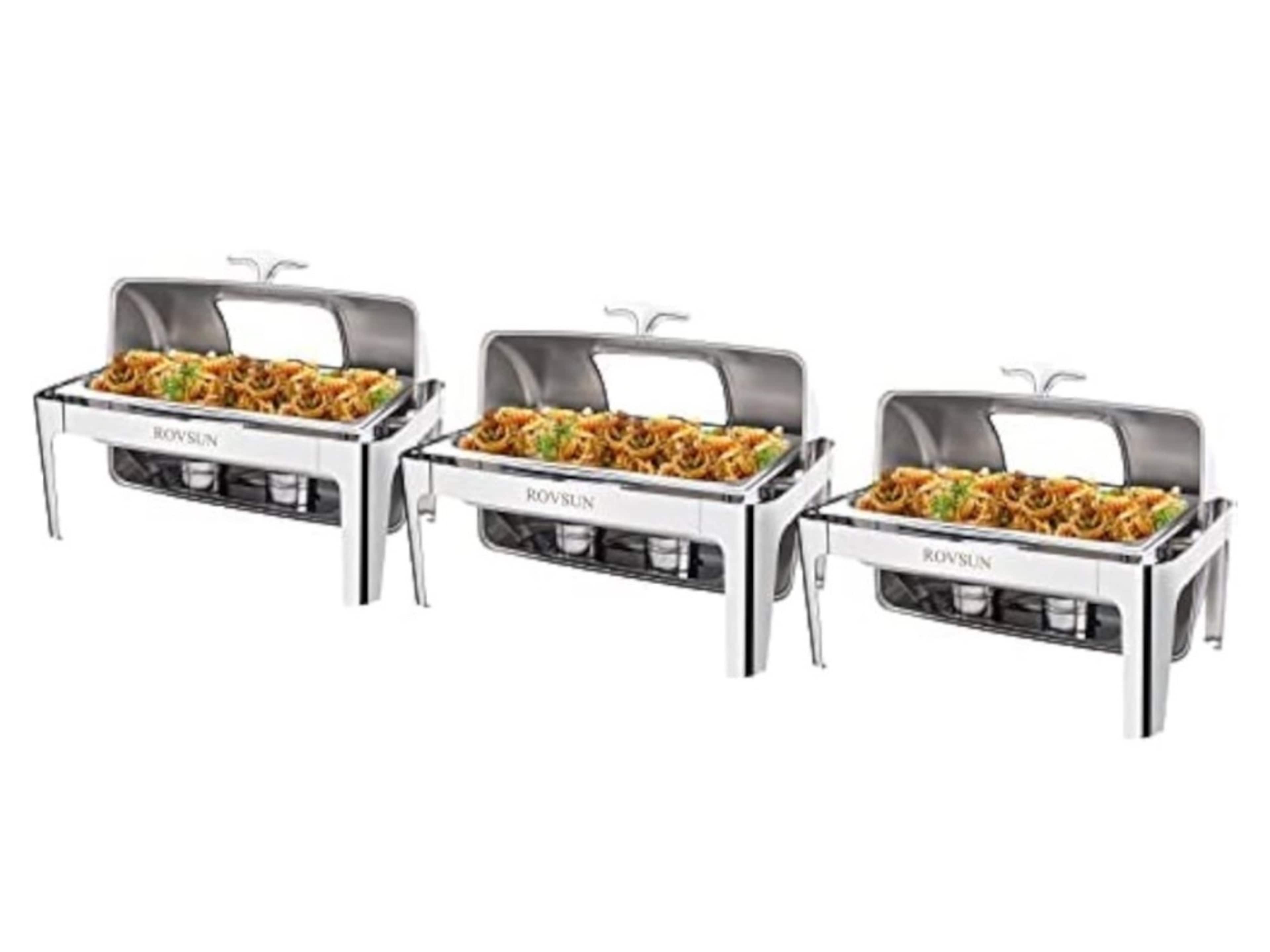 3 roll top chafing dish servers